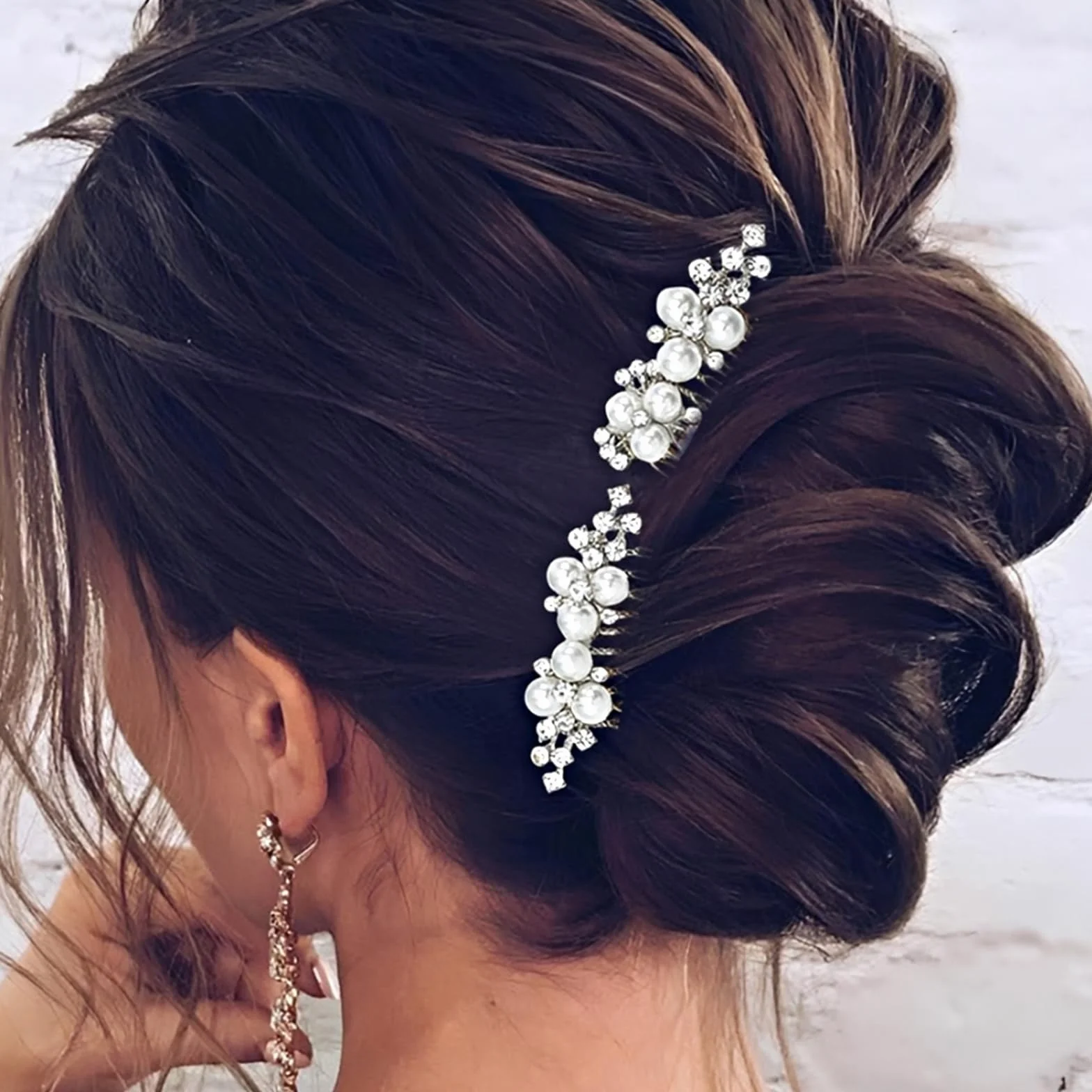 Set di 2 Pettine per Capelli da Sposa Strass e Perle Nozze Accessori per Capelli Eleganti Pettini Pezzo di Capelli Decorazione per Matrimonio Damigella D'onore per le Donne e Ragazze (Argento)