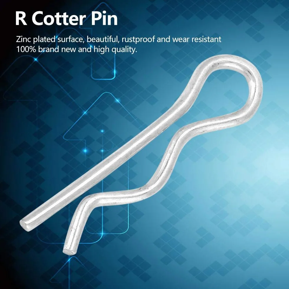 Coppiglia 10 pz 20 pz 30 pz ferro zincato tipo R Pin Cotter clip a molla pin di fissaggio 1.6/1.8/2/2.5mm