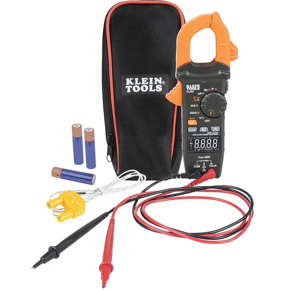 Klein Tools CL390 Pinza amperometrica digitale AC/DC auto-rangeante 400 A Display LCD ad alta visibilità Rilevamento tensione senza contatto