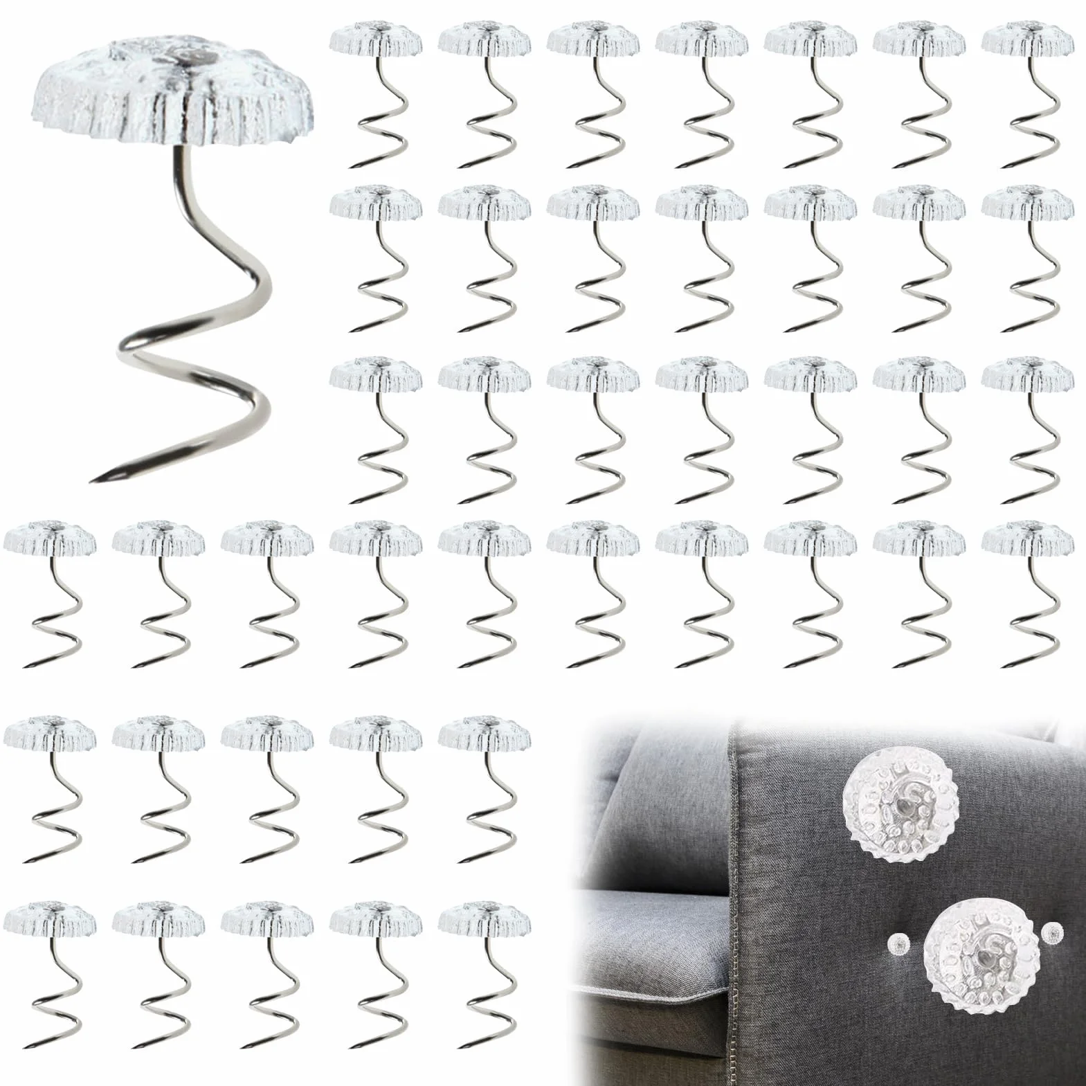 Perni A Torsione Trasparenti 100PCS Twist Pins per Tappezzeria Divano Riparazione