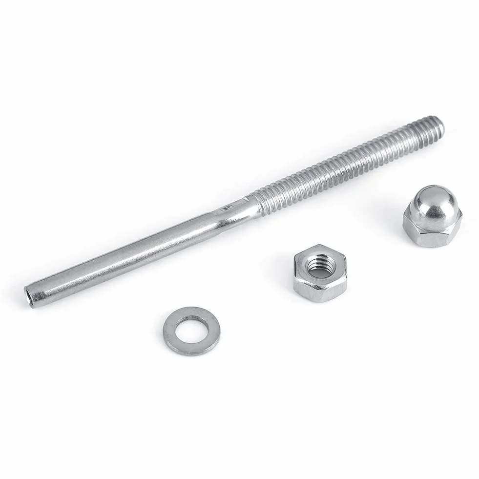 Parte finale di bullone tensore filettato 1/8" in acciaio inox per ringhiera a cavo, 10 unità