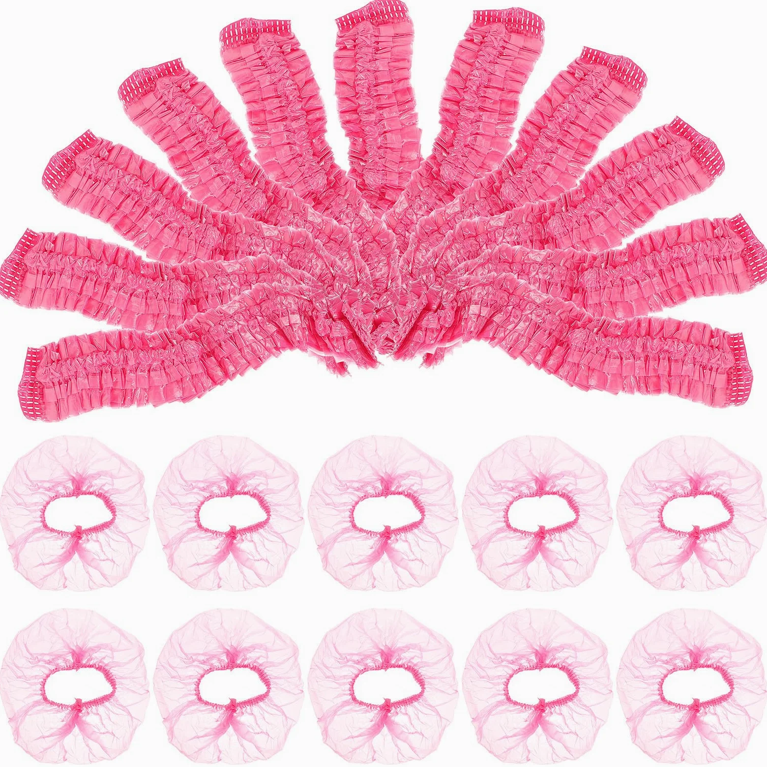 DOITOOL Cuffie da Doccia Impermeabili Donna Rosa in Plastica Elastiche Grandi 44 Cm per Spa e Viaggio Confezione da 500 Pezzi Facili da Trasportare