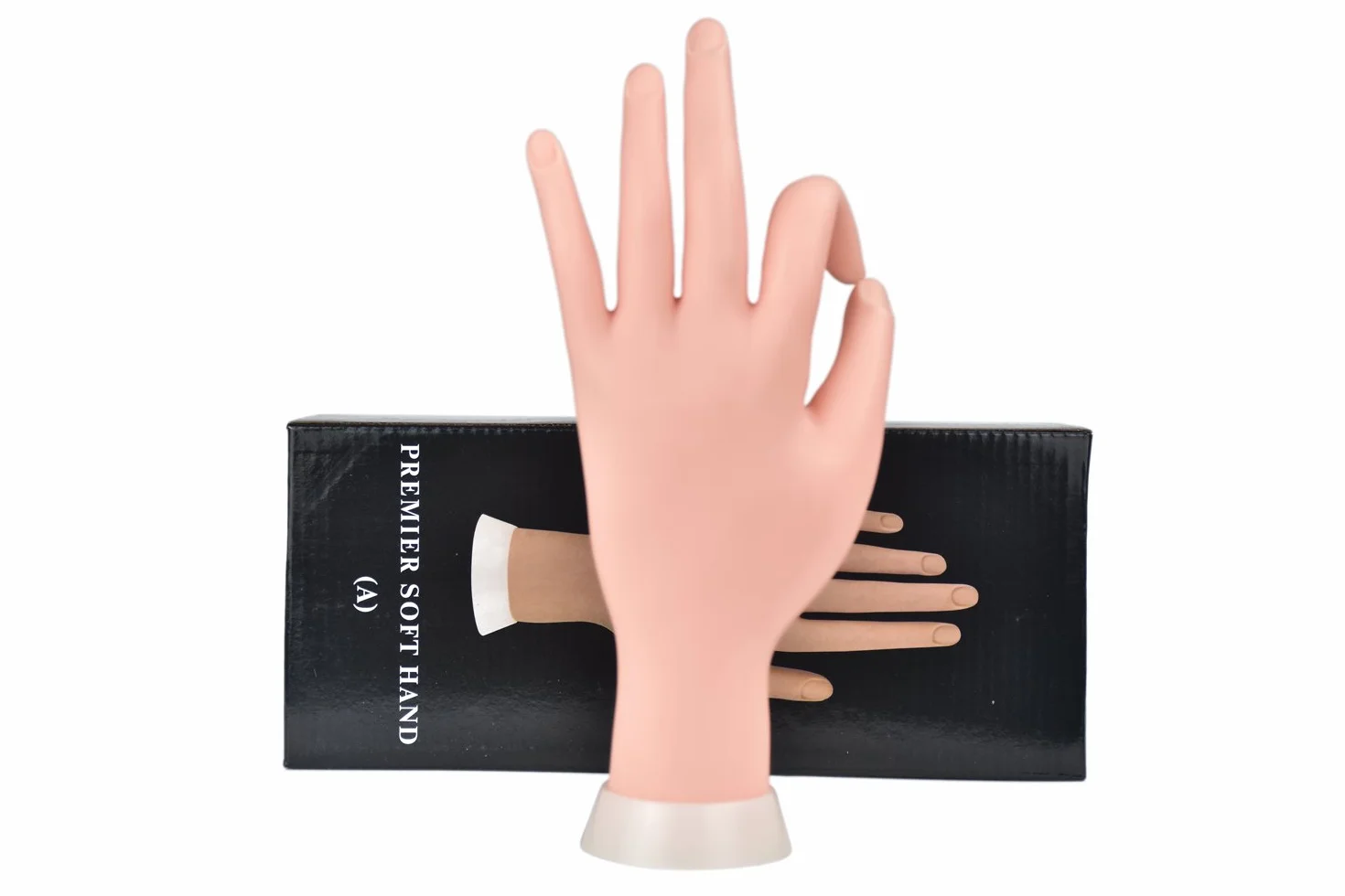Mano finta con unghie per praticare la manicure, flessibile, mobile, in morbida plastica, per esercitazioni di nail art