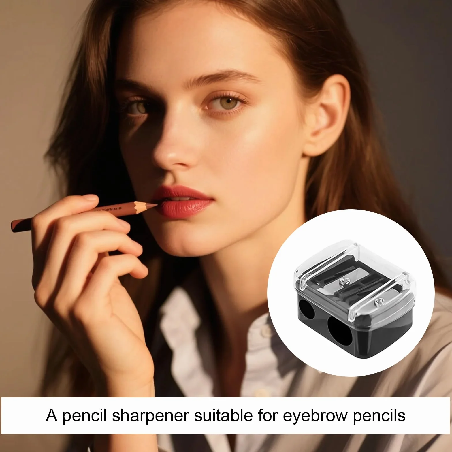 2 Pezzi Temperamatite di Bellezza, Temperino Matita Occhi, Adatto per Eyeliner, Matita per Sopracciglia, Facile da Trasportare (Nero)