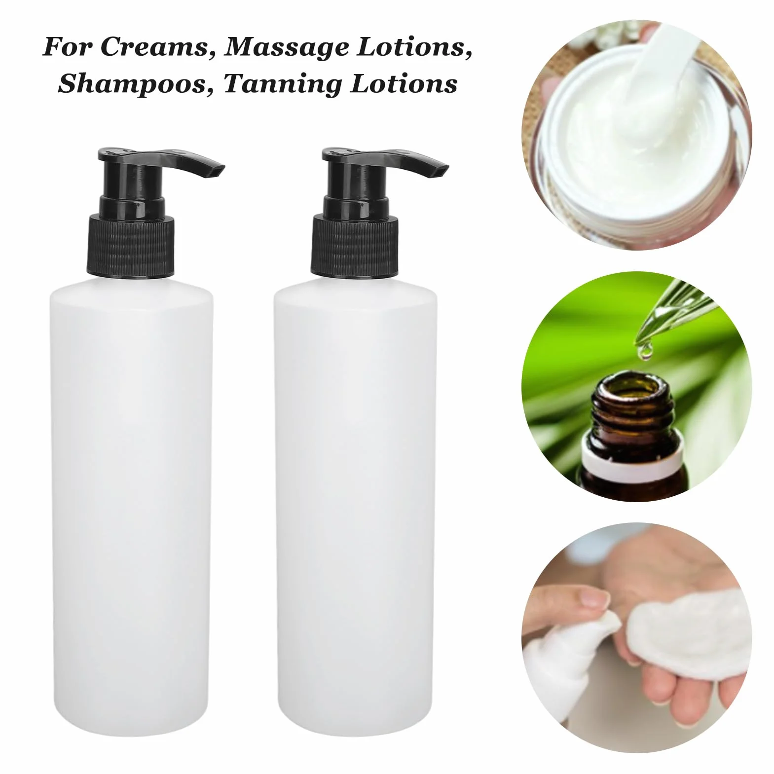 Denash Dispenser con Pompa Scalda Olio per Massaggi, Accessorio di Ricambio Bottiglia Dispenser con Pompa Scalda Olio per Massaggi Bianca 2 Pezzi 250 Ml Riutilizzabile per Lozione