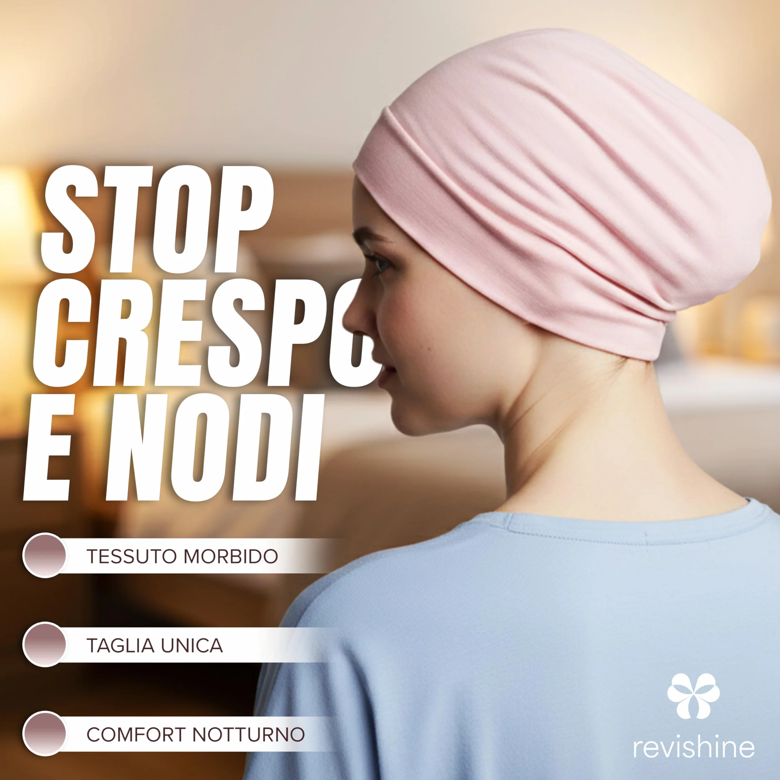 Cuffia Capelli Ricci Notte - Cuffia per Dormire Capelli Ricci, Mossi o Lisci, Anche con i Bigodini - Cappello da Notte Donna in Tessuto Morbido e Confortevole, Rosa