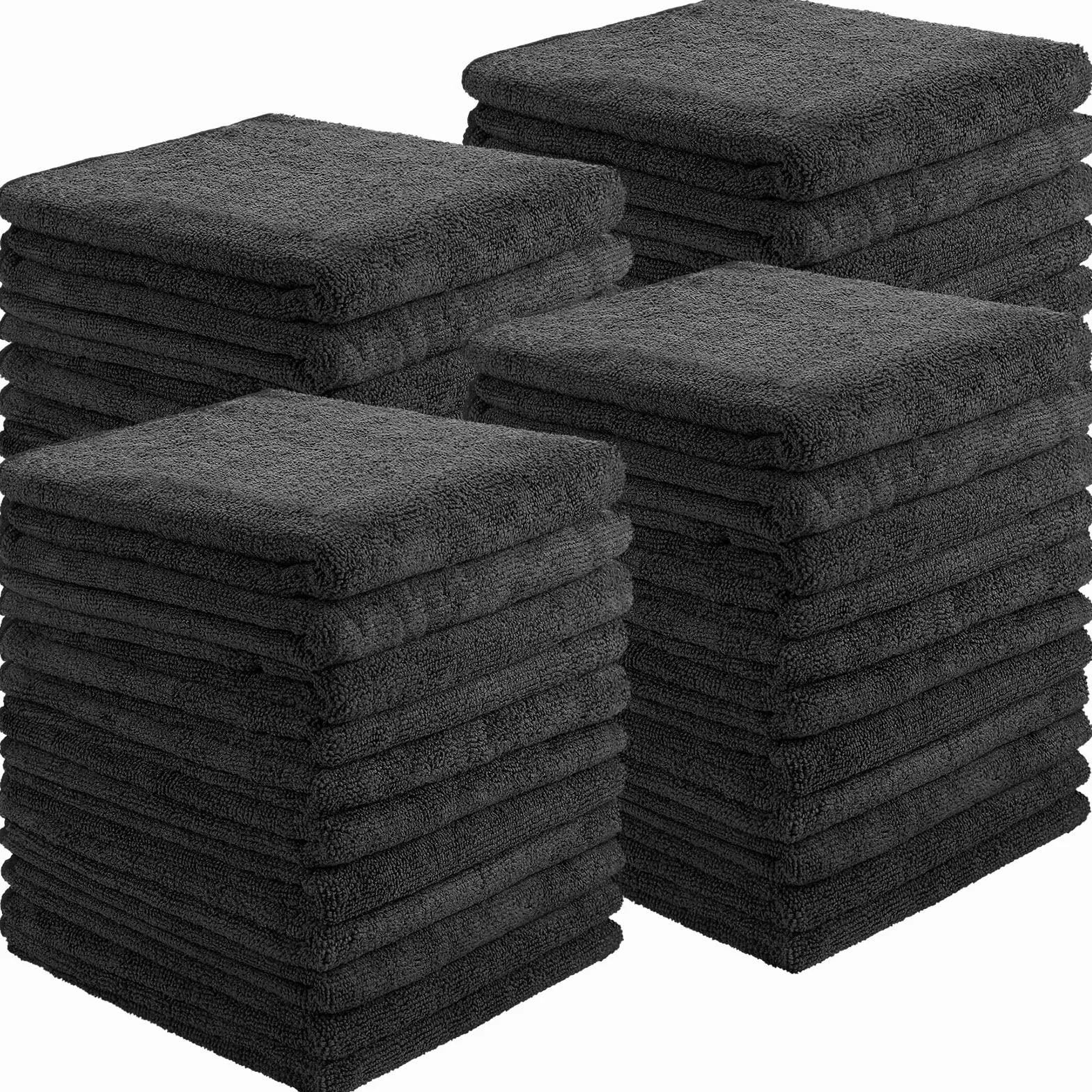 Confezione da 26 asciugamani da salone in microfibra nera per asciugare i capelli, a prova di candeggina, senza pelucchi, assorbenti, set di asciugamani per casa, hotel, bagno, salone, spa, palestra,