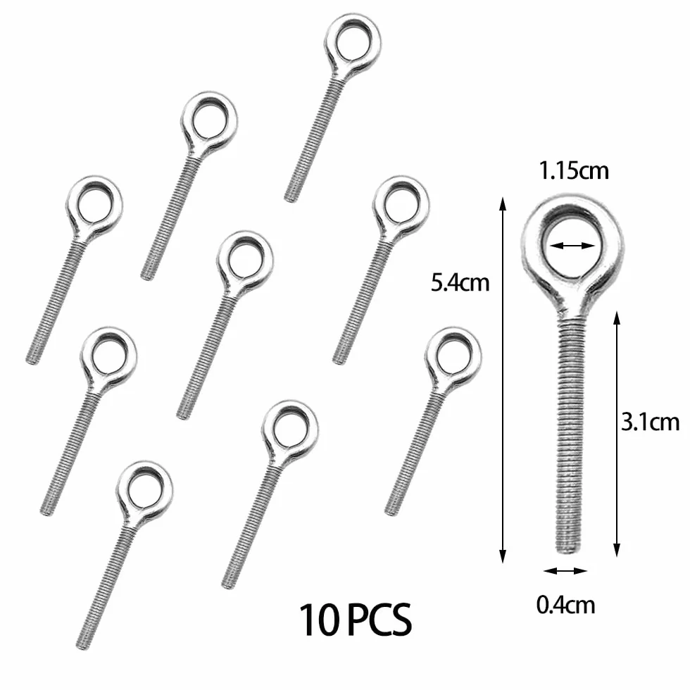 Bulloni a Occhiello Lunghi M4 304 Acciaio Inox 10 Pezzi per Esterni
