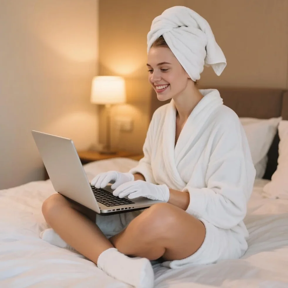 Guanti in Cotone Bianchi e Ccalzini Idratanti per Piedi Set, Riutilizzabili 2 paia Guanti in Cotone Bianco e 2 paia Calze Idratanti in Cotone per le Donne Eczema Mani Secche Cura Della Pelle e del Spa