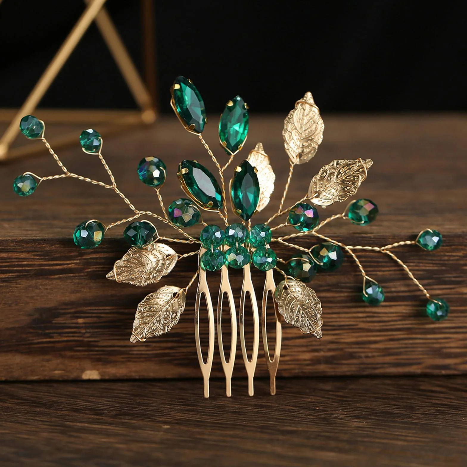 Accessori per capelli da sposa, accessori per capelli verdi, con strass scintillanti, fermagli per capelli, accessori per capelli per balli di fine anno, accessori per capelli francesi, gioielli per