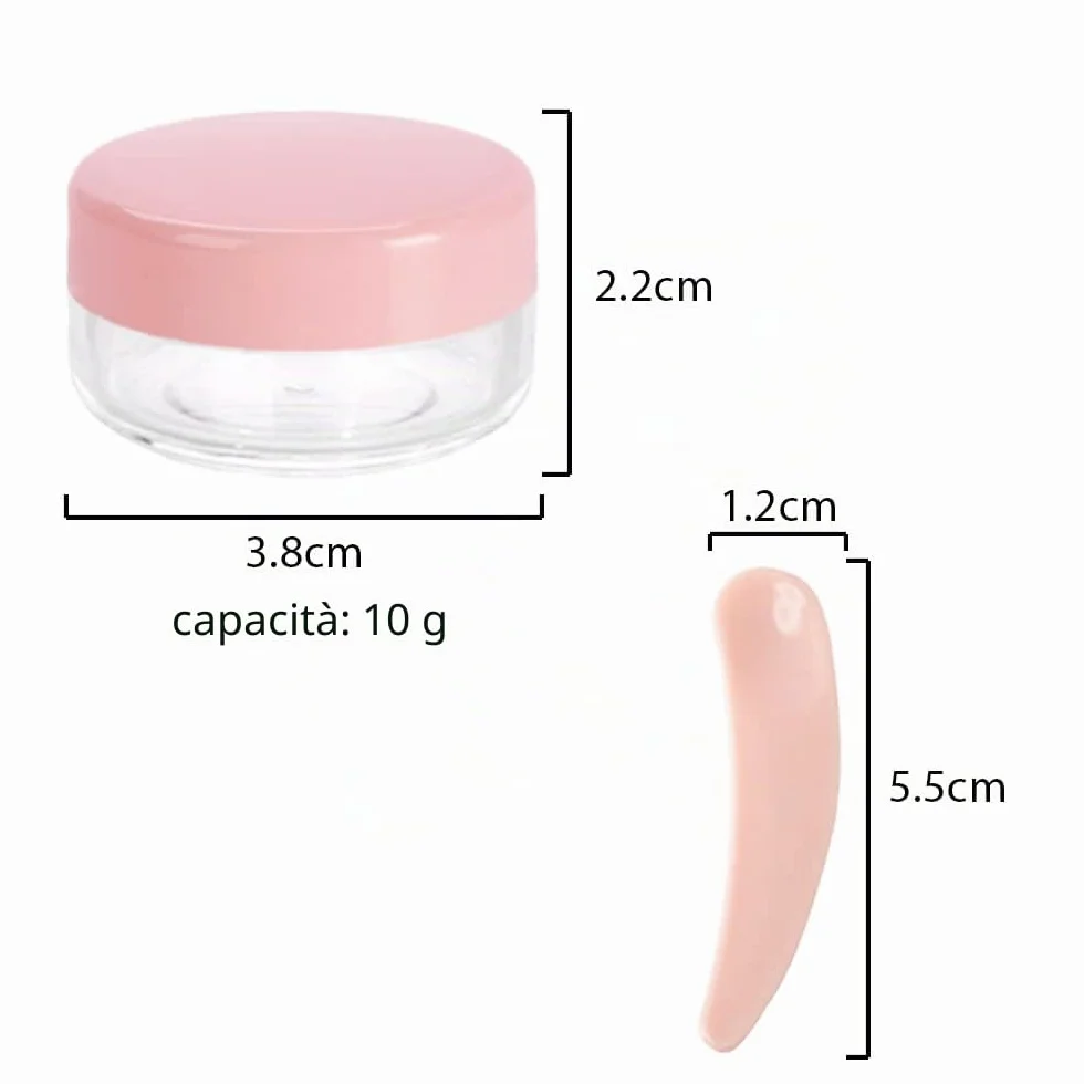 16 Pezzi 10Grammi/10ml Vuoti Vasetti Cosmetici in Plastica e 4 Mini Spatole, Mini Vasi da Viaggio con Coperchi, Vasi Campione per Mini Articoli da Toeletta per Lozioni, Cosmetici (4 Colori)