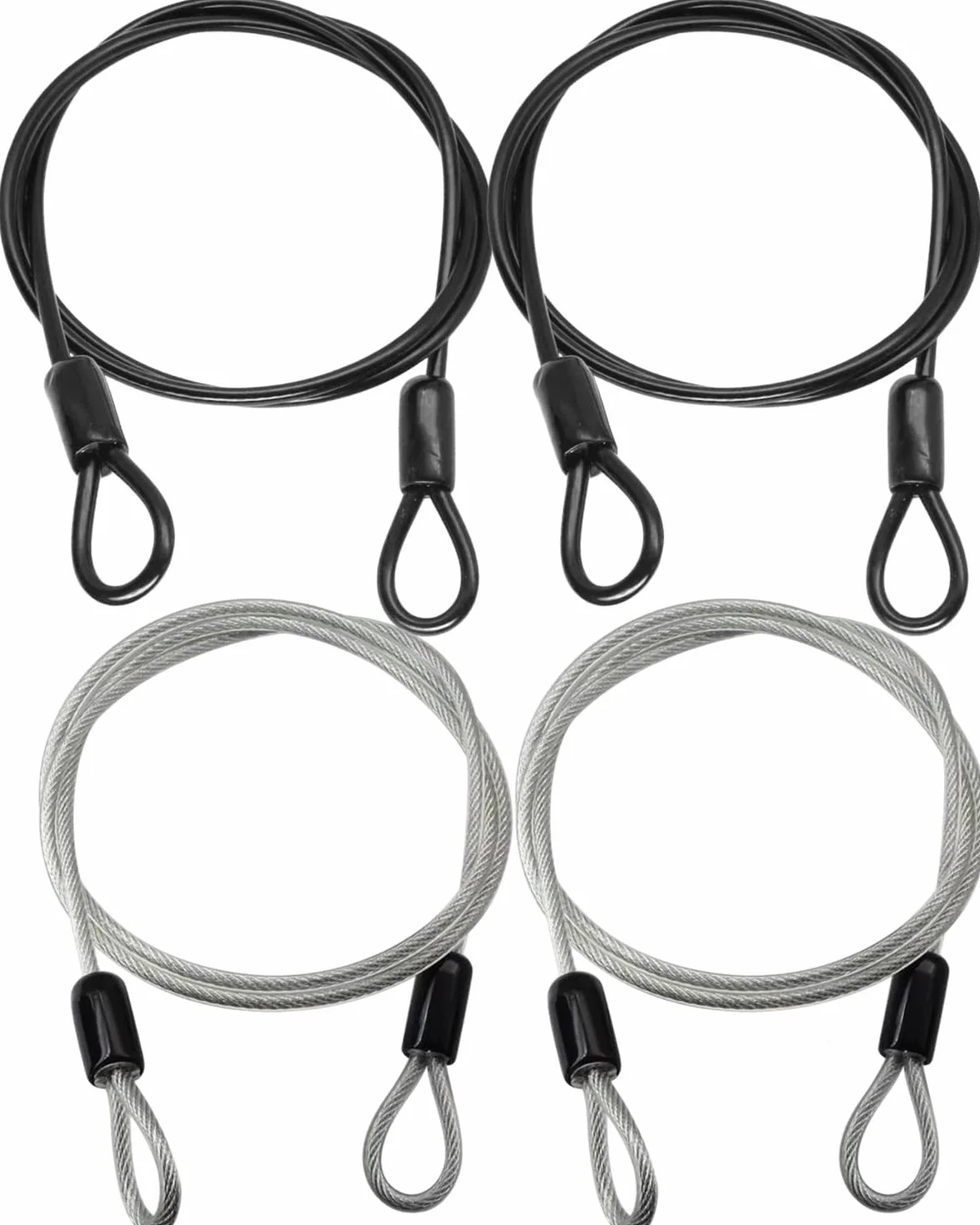 Cavo di Sicurezza in Acciaio 1 m Lucchetto per Mobili da Giardino Biciclette 4 PCS Nero Argento