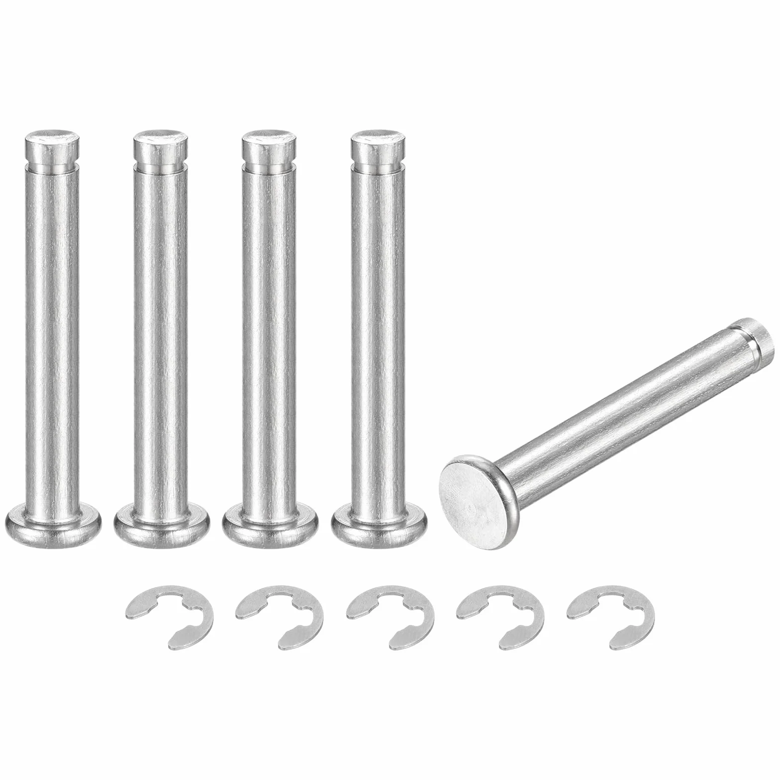 QUARKZMAN M5x35mm Perno Posizionamento Cilindrico Acciaio Inossidabile 304, Testa Piatta con Clip Fissaggio