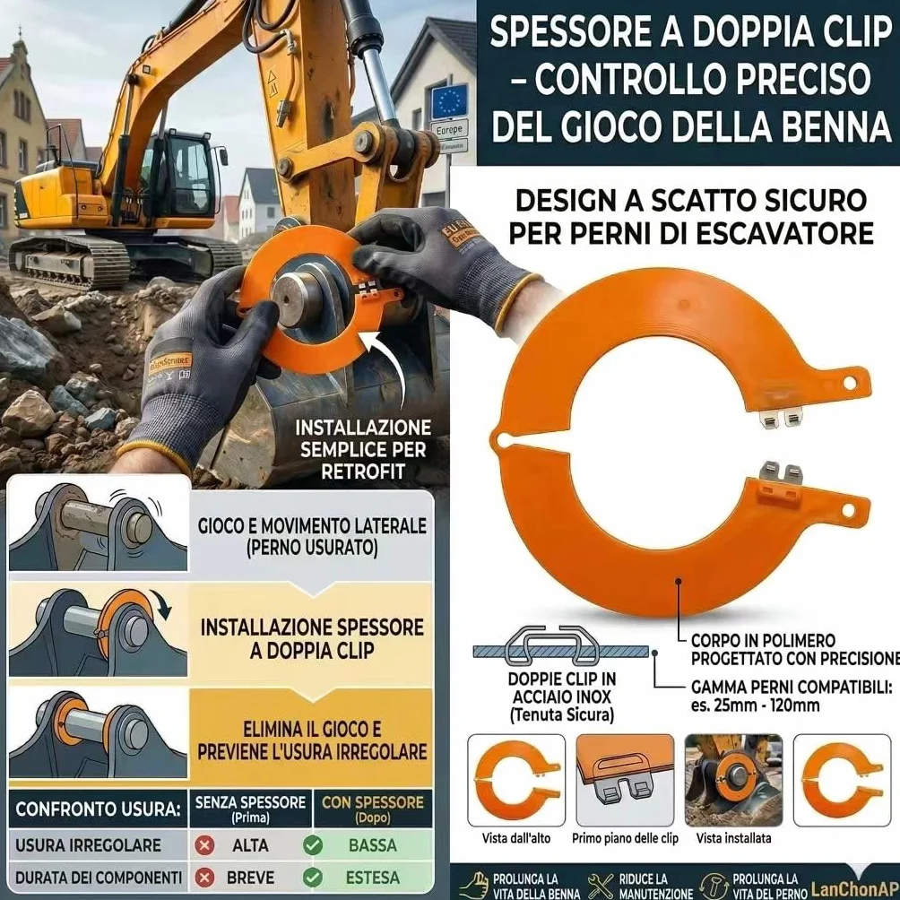 Kit di Spessori per Perni Benna Escavatore Zero-Gioco 50 mm 3 mm Compatibile JCB Kubota CAT Komatsu Volvo Confezione da 10