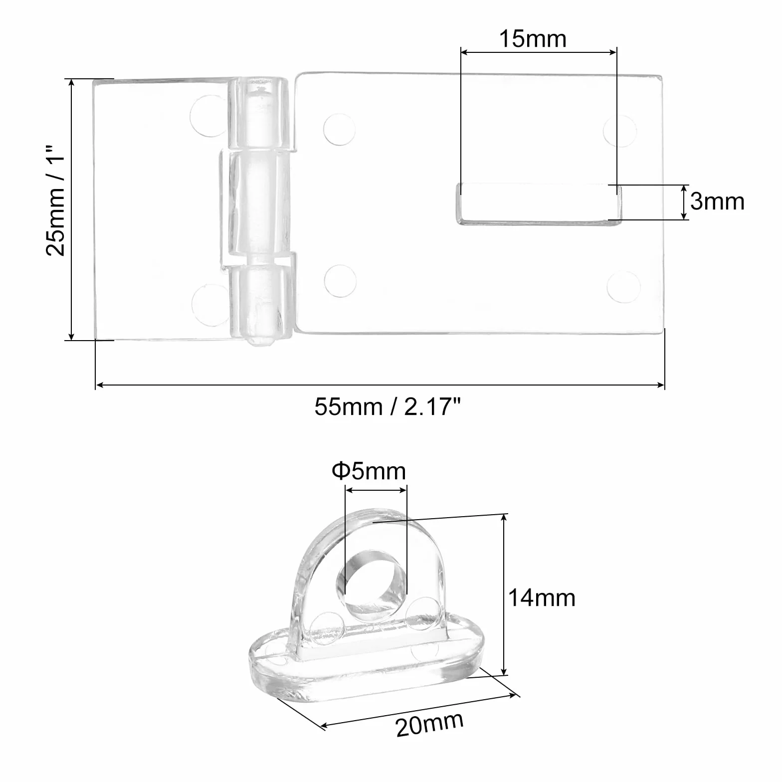 QUARKZMAN 10pz 55x25mm Fermaglio a Latch in Acrilico Trasparente Mini Cerniera per Scatola di Gioielli
