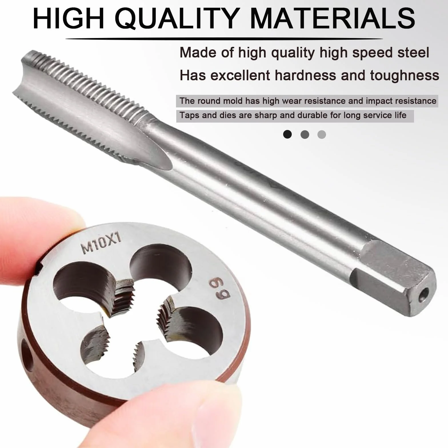 Filettatura Metrica e Maschiatura M10 x 1.0 mm HSS Maschi a Mano per Riparazione
