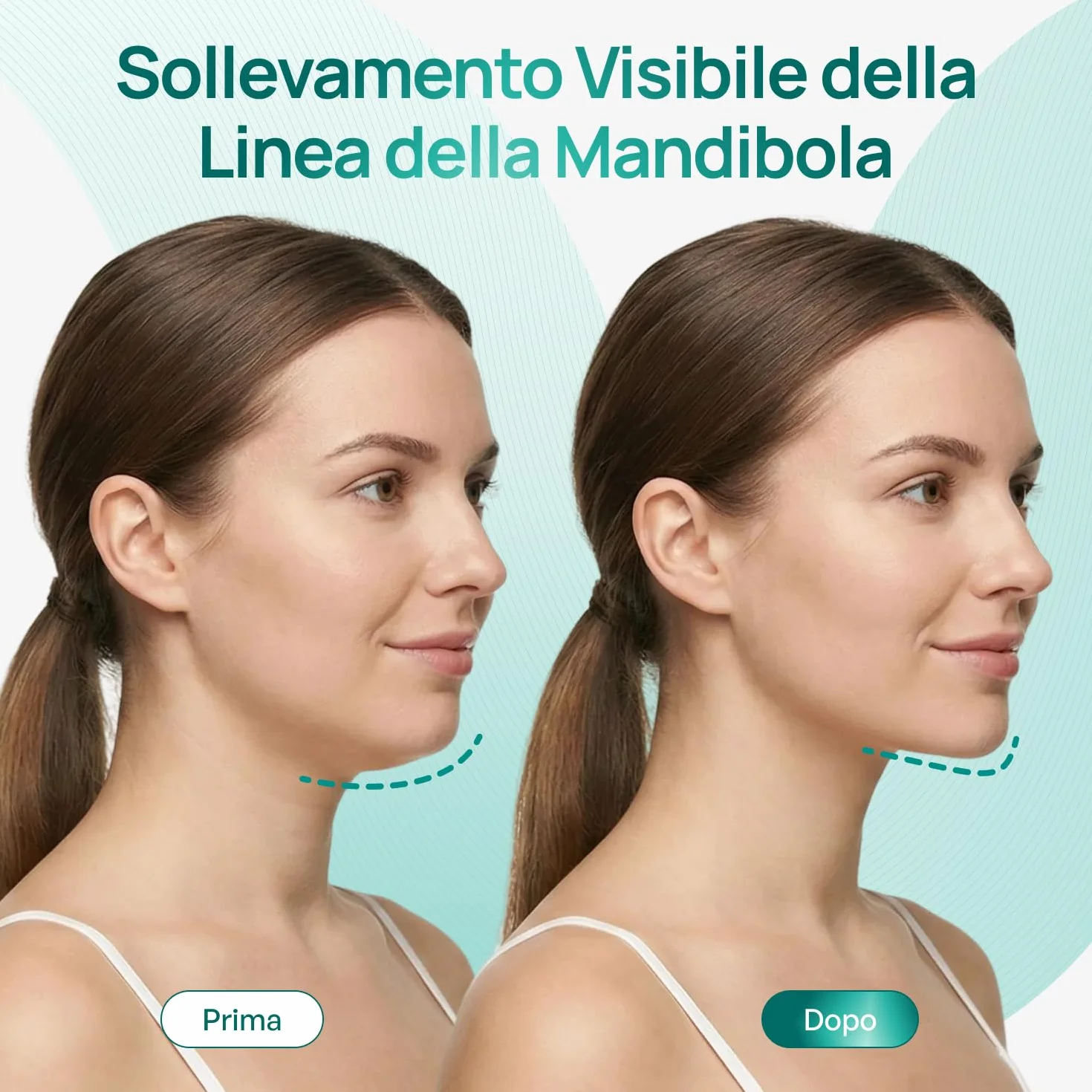 PLANTIFIQUE Doppio Mento Cintura Viso V-Line | Maschere Rassodanti per un Contorno Viso Scolpito e Tonico | Soluzione Naturale per un Aspetto Giovane e Fresco | 5 Maschere