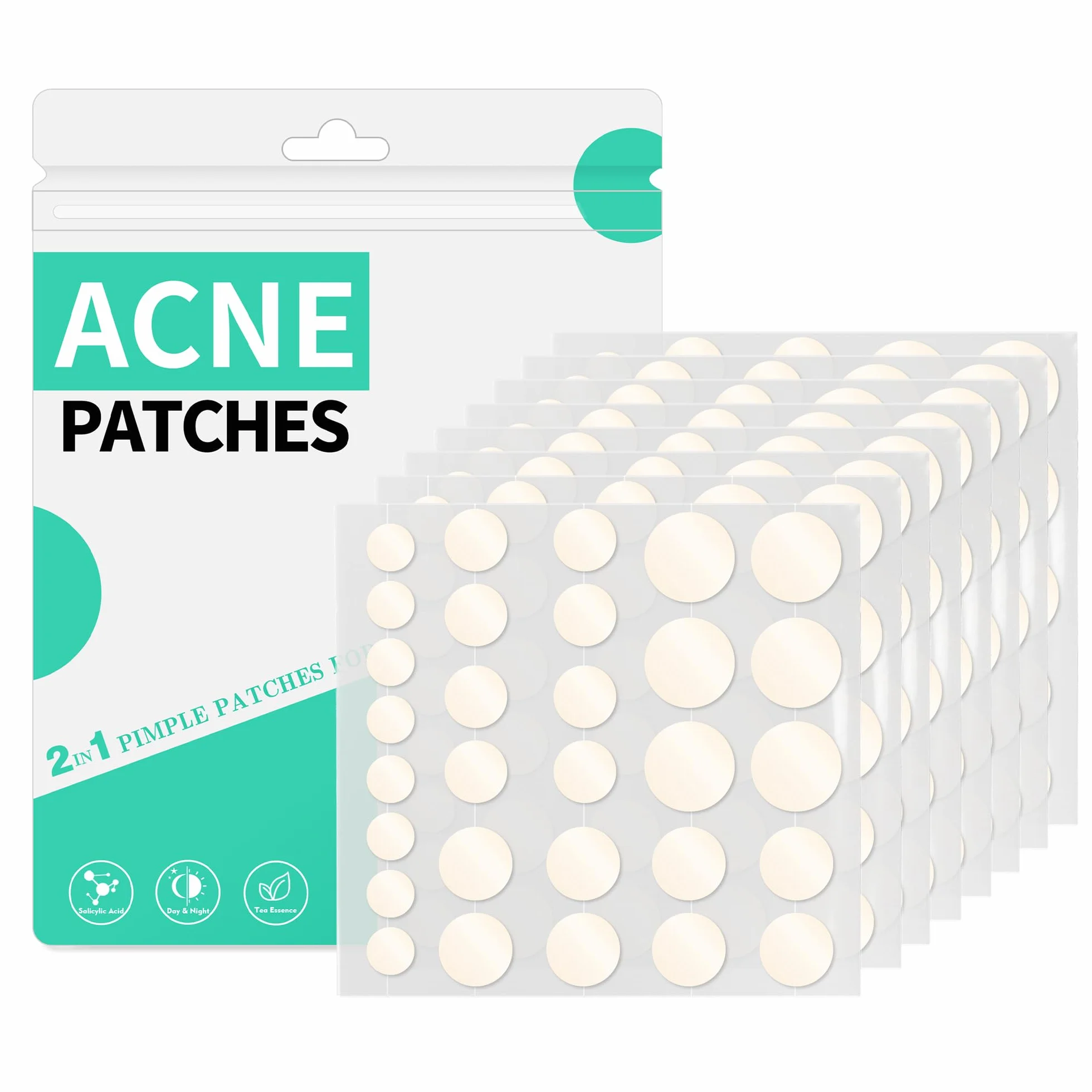 264 Pezzi Patch Brufoli Cerotto Brufoli Idrogel Pimple Patch Giorno e Notte Della Acne Patch 2-In-1 Cerotti Per Brufoli Impermeabile e Traspirante Invisibile Cerotti Brufoli Viso