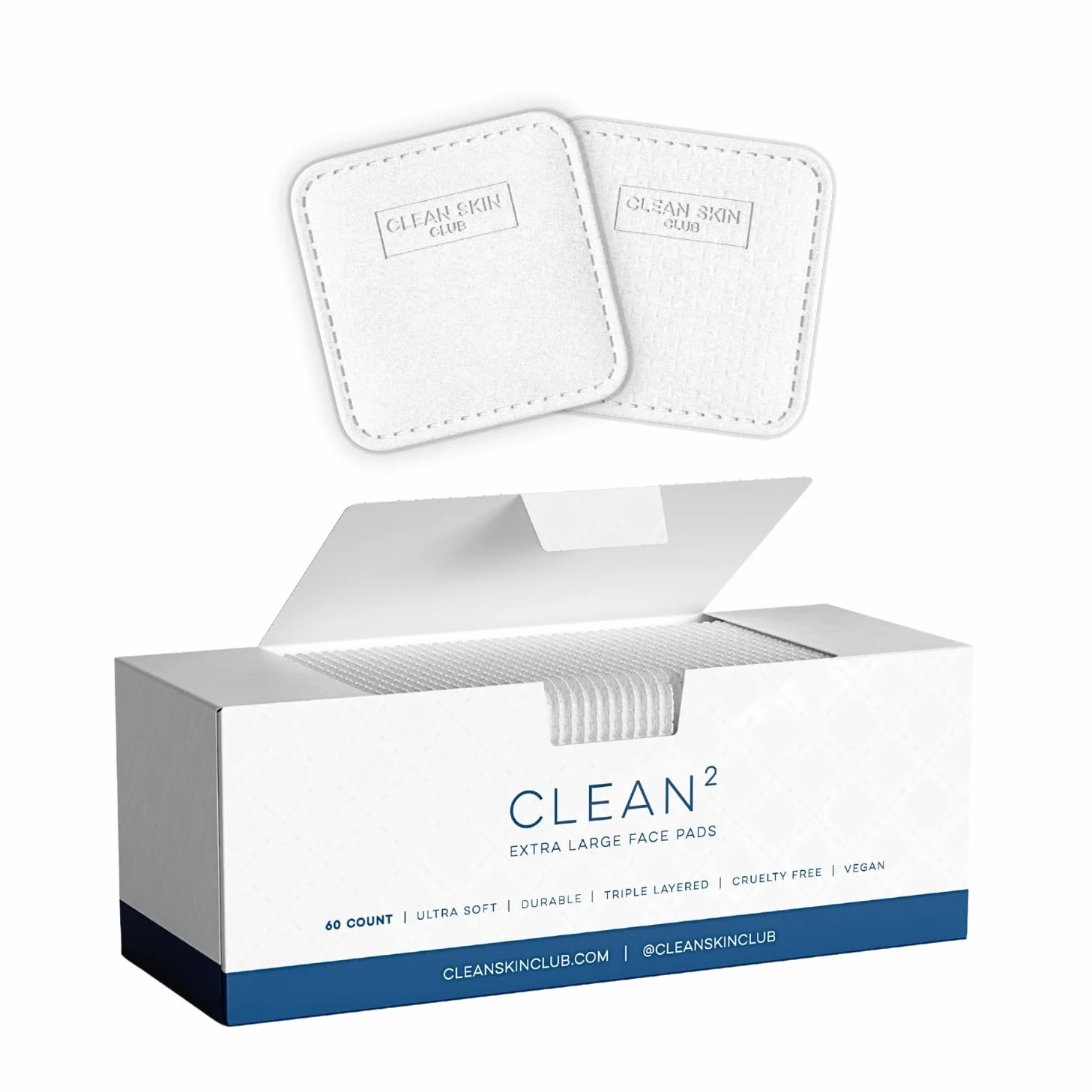 Clean Skin Club Clean² Pads 2.0 Nuovi e migliorati bordi, triplo strato unico, cotone biologico usa e getta