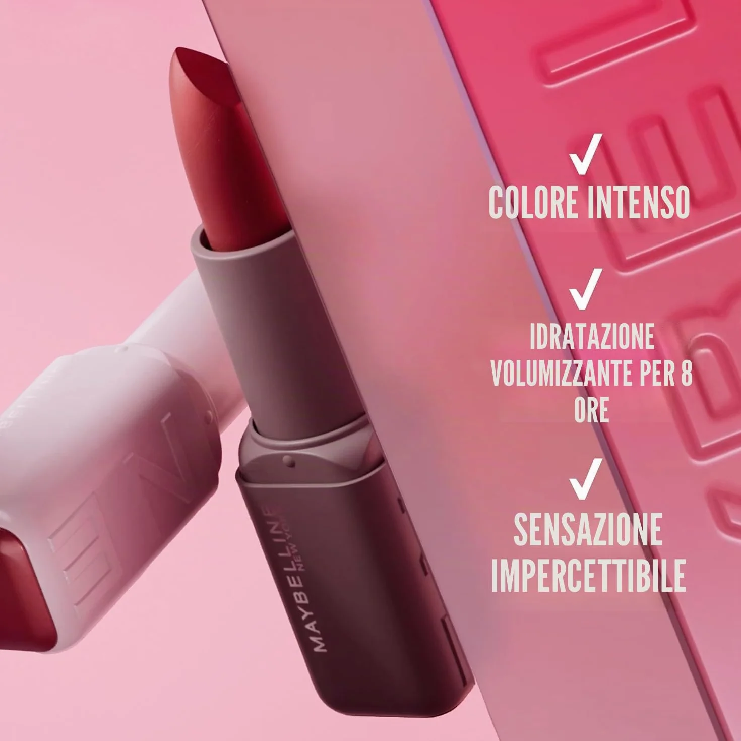 Maybelline New York Rossetto Matte, Per Labbra Idratate, Colore Intenso, Con Acido Ialuronico e Oli Nutrienti, Maybelline Serum Lipstick, Tonalità: 002 Maybe It's.., 3,4 g