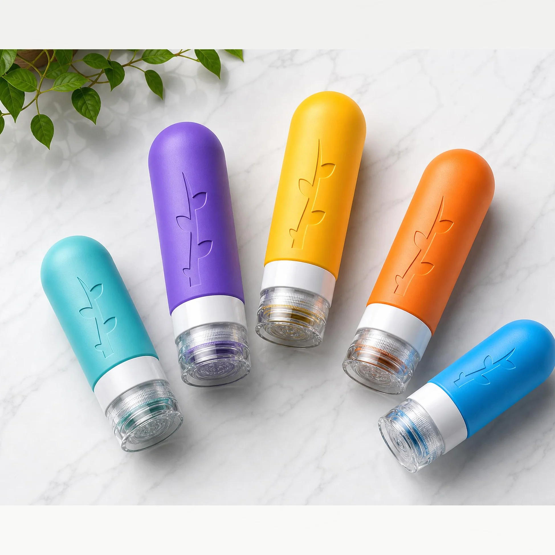 Confezione da 19 bottiglie da viaggio per articoli da toeletta, contenitori in silicone approvati TSA per articoli da toeletta, ricaricabili e a prova di perdite, flaconi per shampoo e balsamo da