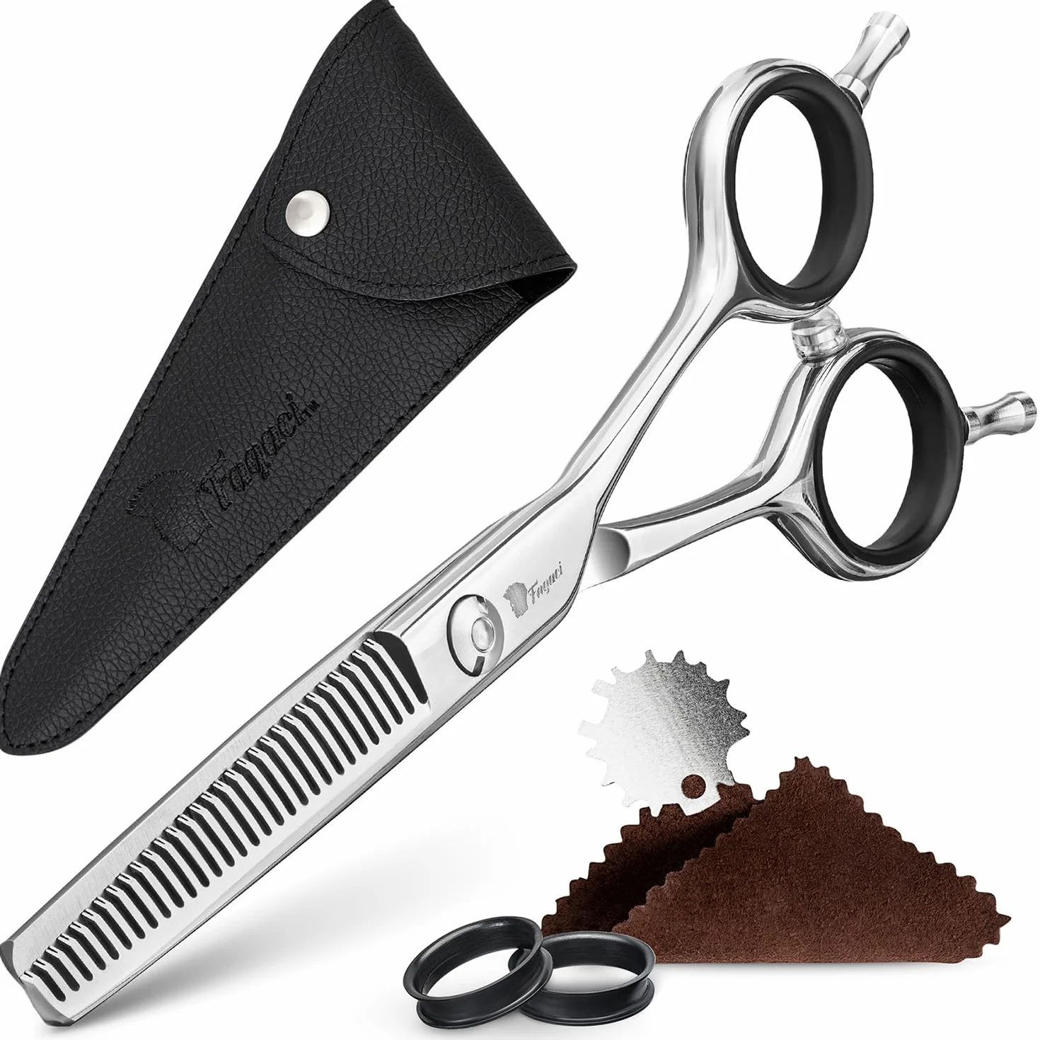Fagaci Forbici per Sfoltire i Capelli 6" con Acciaio 440C, Forbici Parrucchiere Professionali Barbiere Estrema Affilatura e Tagli Precisi, Lame Sottili