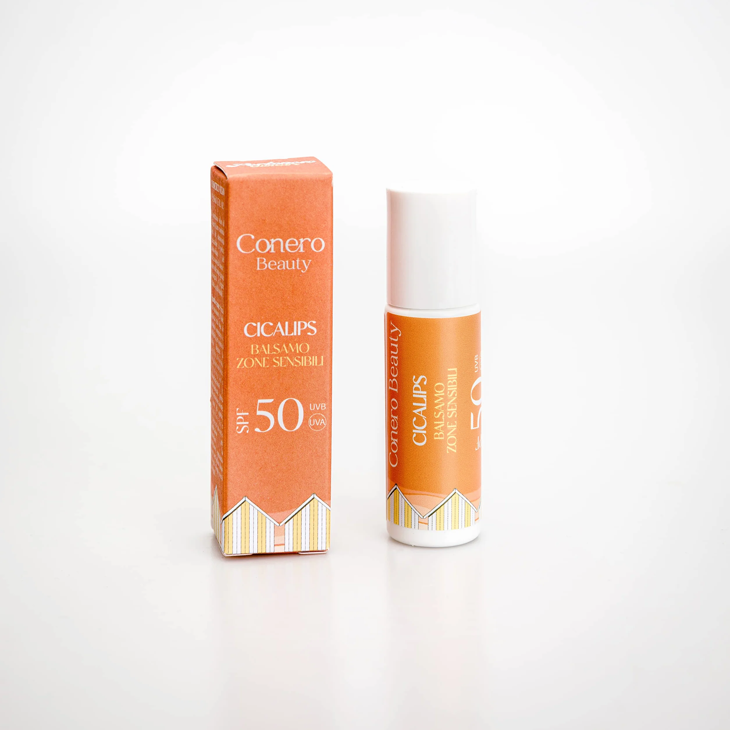 Cicalips balsamo protettivo solare SPF 50 labbra e zone sensibili, stick roll-on, protegge nei, cicatrici, smagliature, labbra, naso, contorno occhi