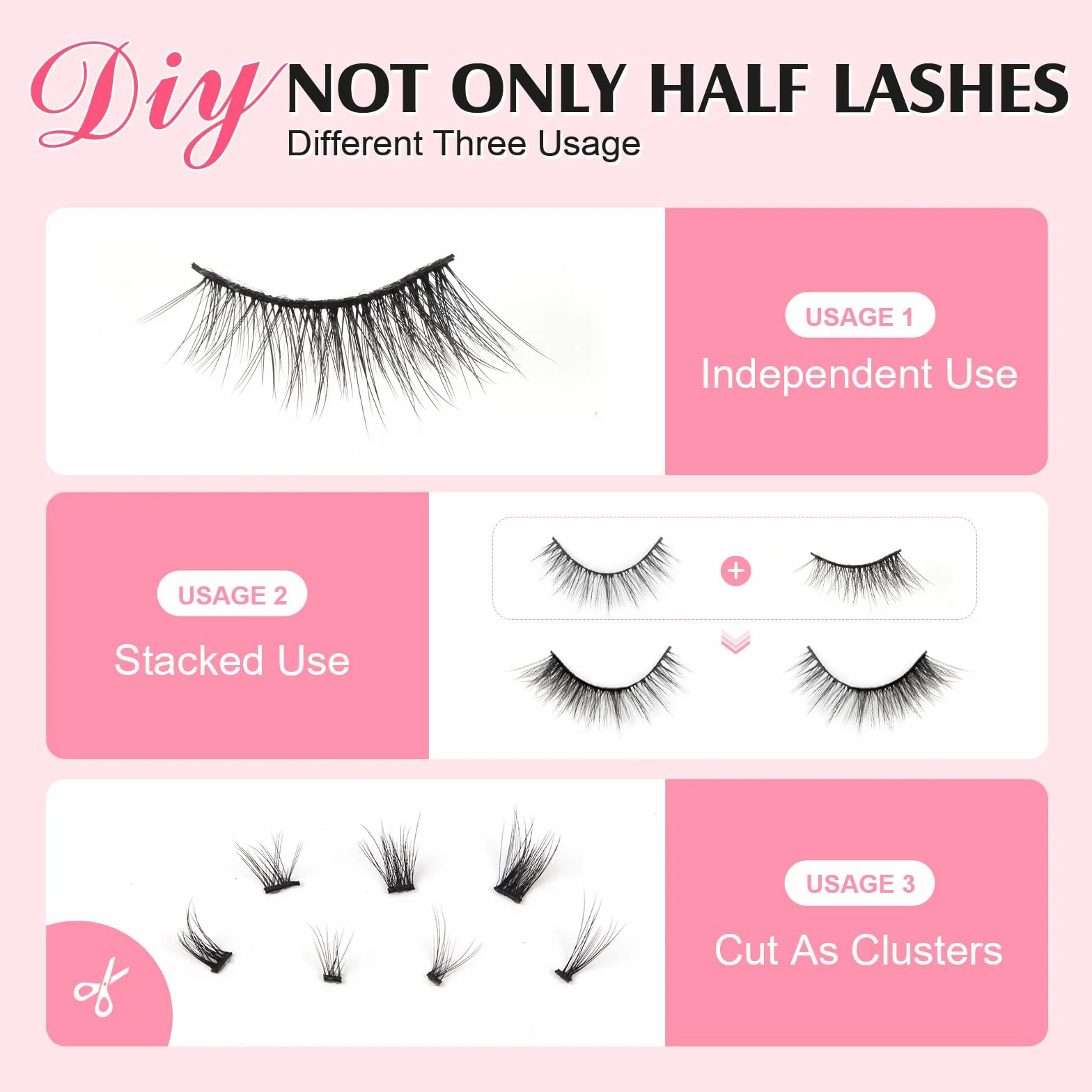 Parriparri Ciglia Finte Naturali 10 Paia Mezze Ciglia Finte Occhio di Gatto Aspetto Naturale Wispy Half Lashes Cat Eye Corner Eyelashes