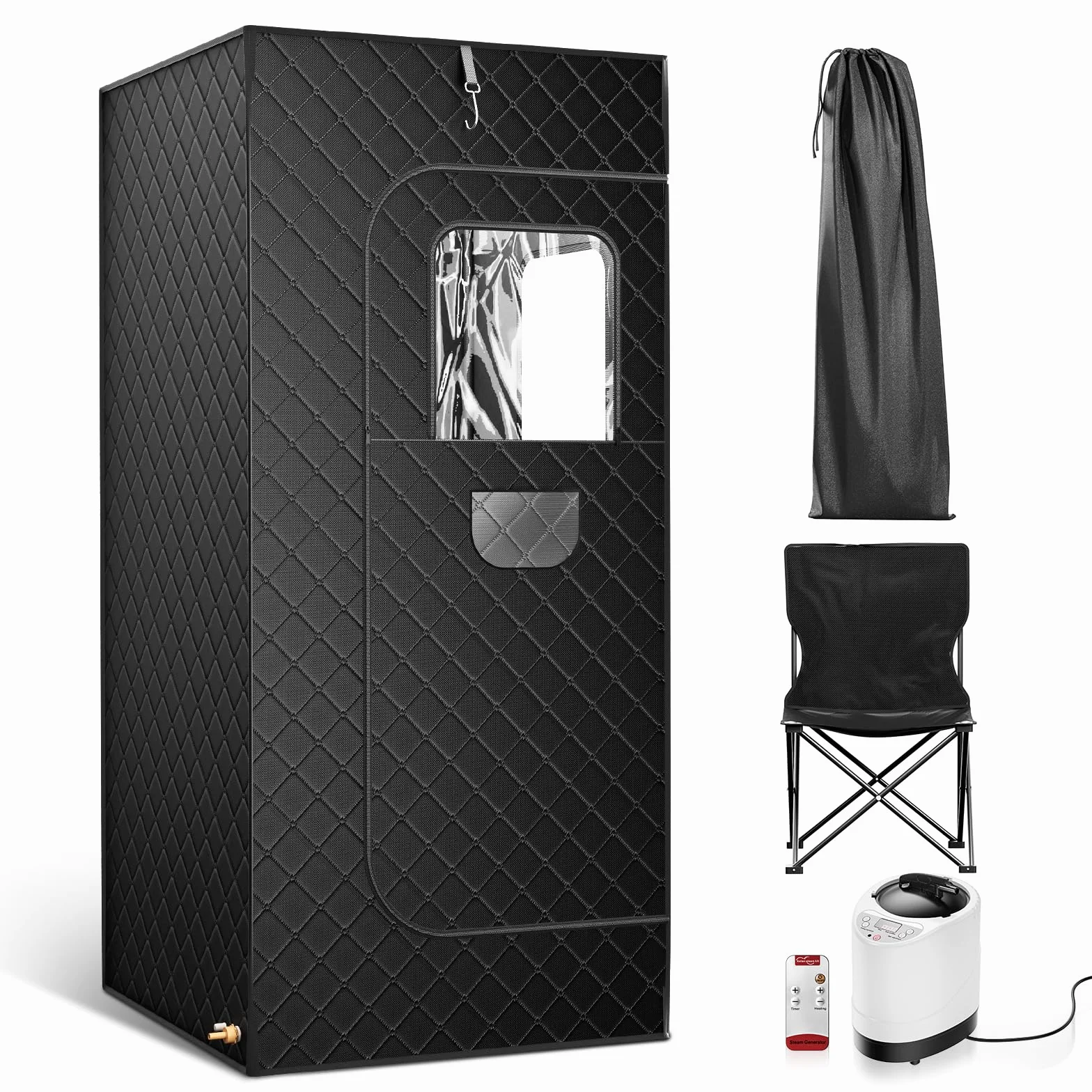 Sauna Portatile 180×80×80 cm 2.6L Vapore 9 Livelli Calore Riscaldamento Rapido 3 Minuti Sedia Pieghevole Telecomando