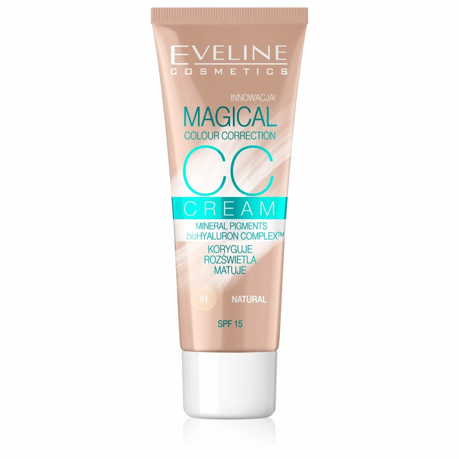 Eveline Cosmetics CC Cream Correttore di Colore Magico - Fondotinta Multitasking #51 Naturale, 30ml - Formula Idratante e Levigante a Lunga Durata per un Effetto Radioso