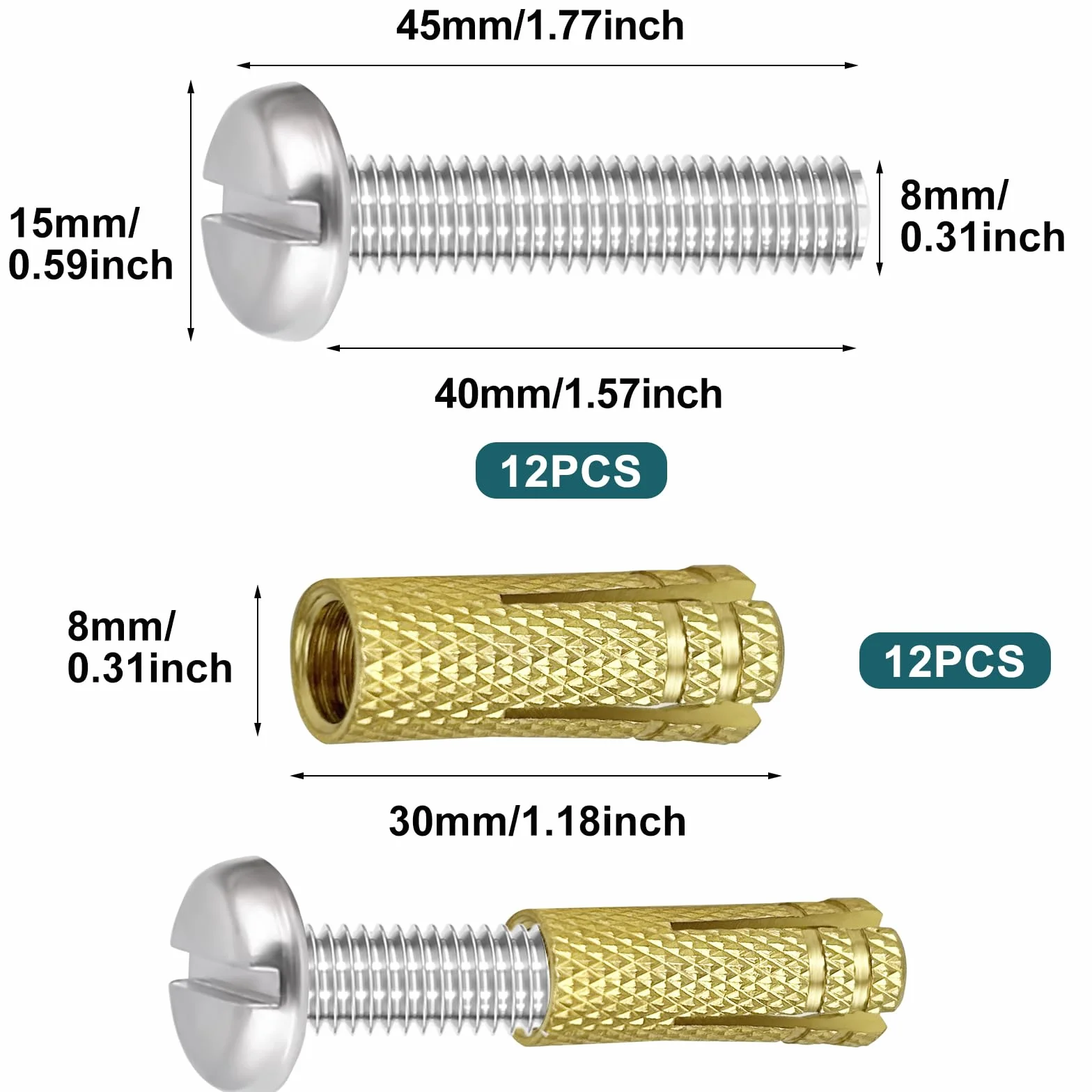Viti di ancoraggio piscina in acciaio inox M8 x 40 304