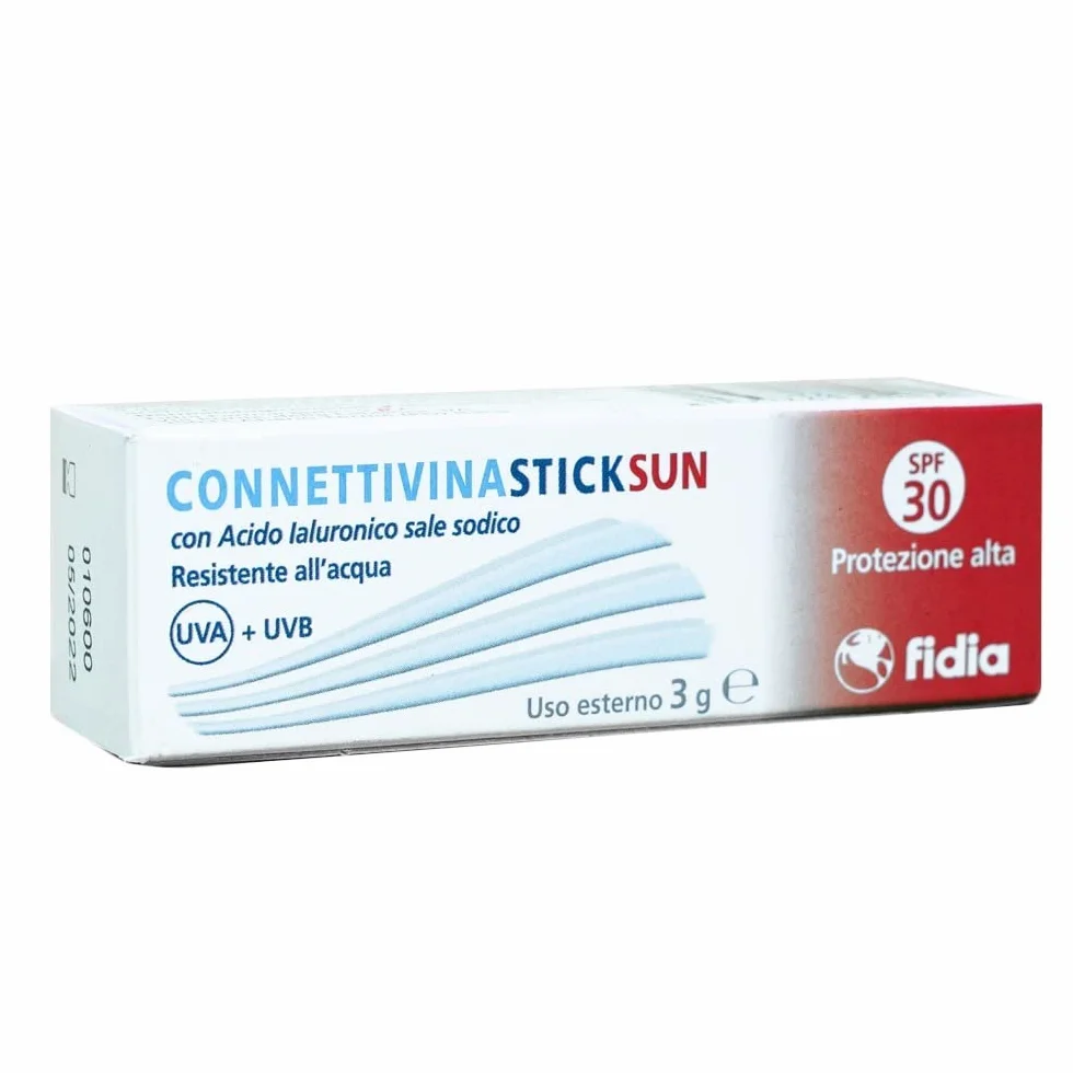 Fidia Farmaceutici ConnettivinaStickSun - Stick Labbra da 3g a Base di Acido Ialuronico 0,2%, con Filtri Solari SPF30