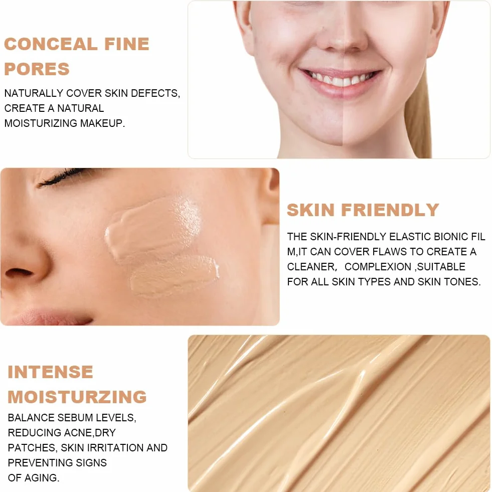 2 Pezzi Cushion Fondotinta CC Crema con Fungo Testa D'aria Coprente Imperfezioni, Fondotinta Lunga Durata Idratante, Correttore Naturale Tono Uniforme Della Pelle(Naturale)