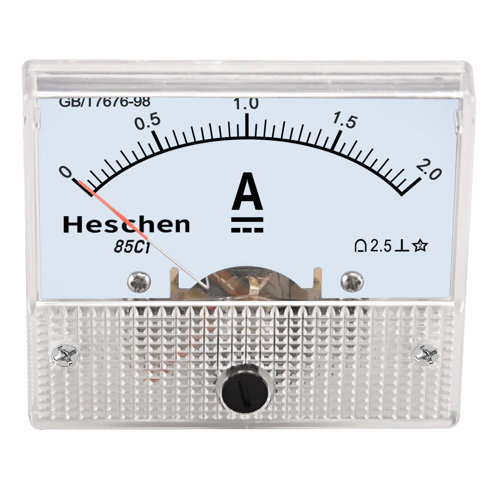 Heschen 85C1-2A Amperometro DC 0-2A Classe 2,5 Montato a Pannello Bianco