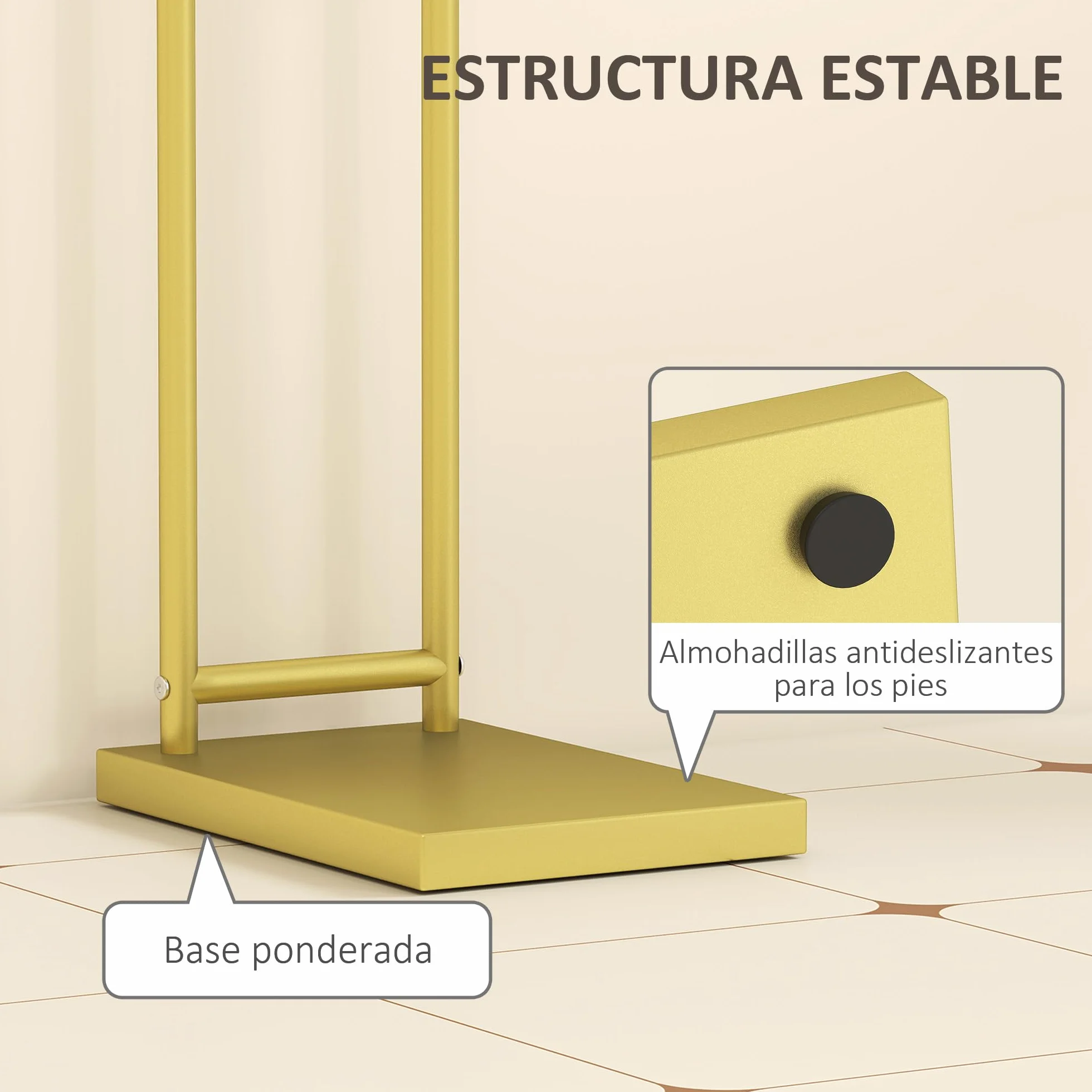 HOMCOM Portasciugamani da terra a 2 livelli scala da bagno metallico 35,5 x 20 x 78 cm oro