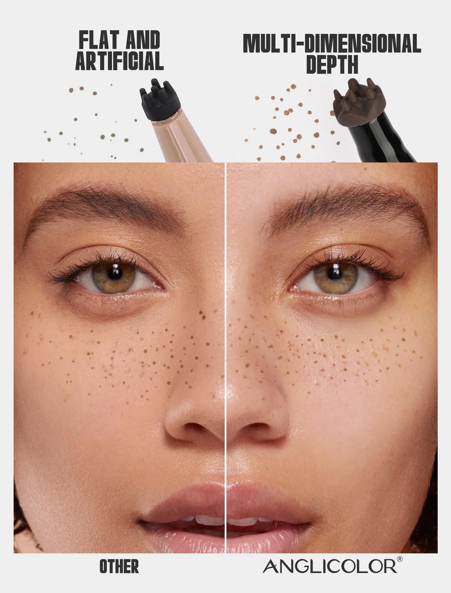 Anglicolor Penna blush per lentiggini,Pennarello per lentiggini finte 2 in 1,fard liquido rosa tenue,naturale,realistico,impermeabile,a lunga durata,ad asciugatura rapida (02 MOCHA)