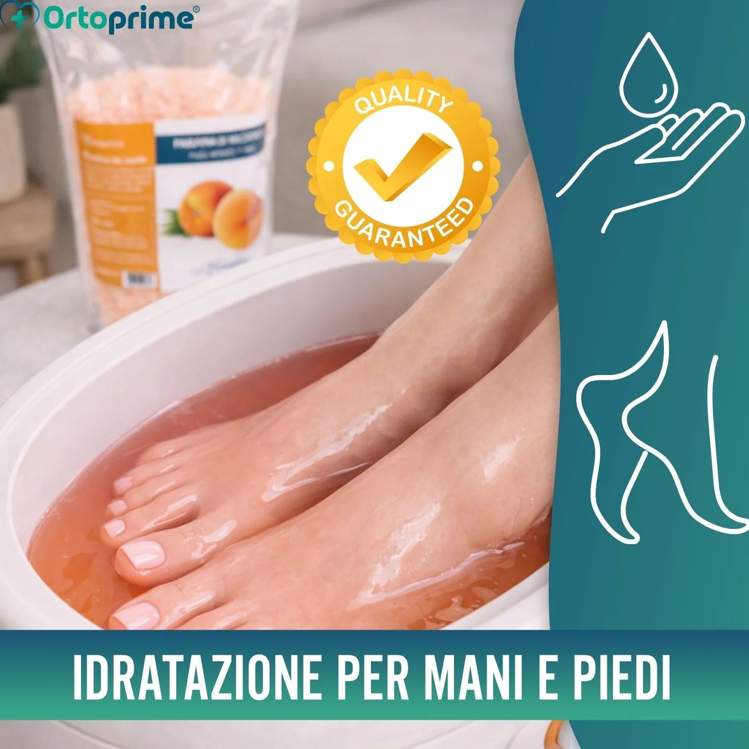 PARAFFINA per Mani e Piedi RIABILITAZIONE 1000ml - Massaggio alla Paraffina Aroma Essenze di Pesca - Bagno di Paraffina PROFESSIONALE - Termoterapia Dolori Muscolari