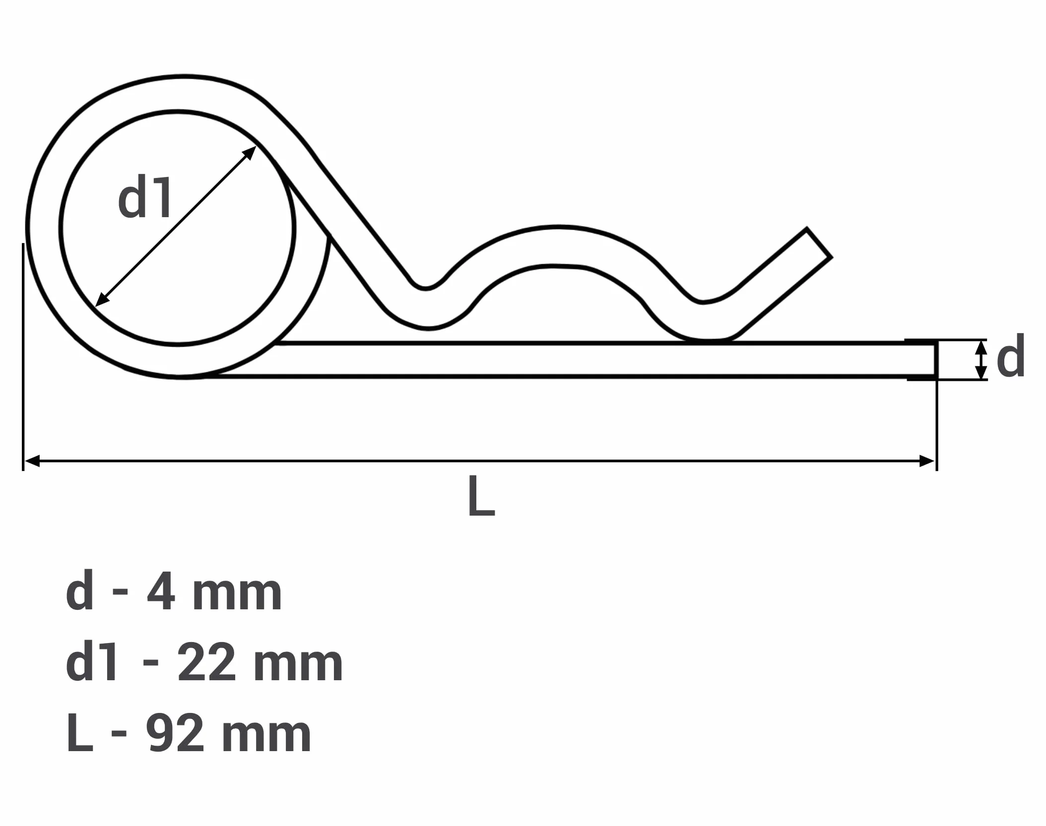 SKIR'CO Coppiglie a molla in acciaio zincato 4 mm, Clip R a doppio anello