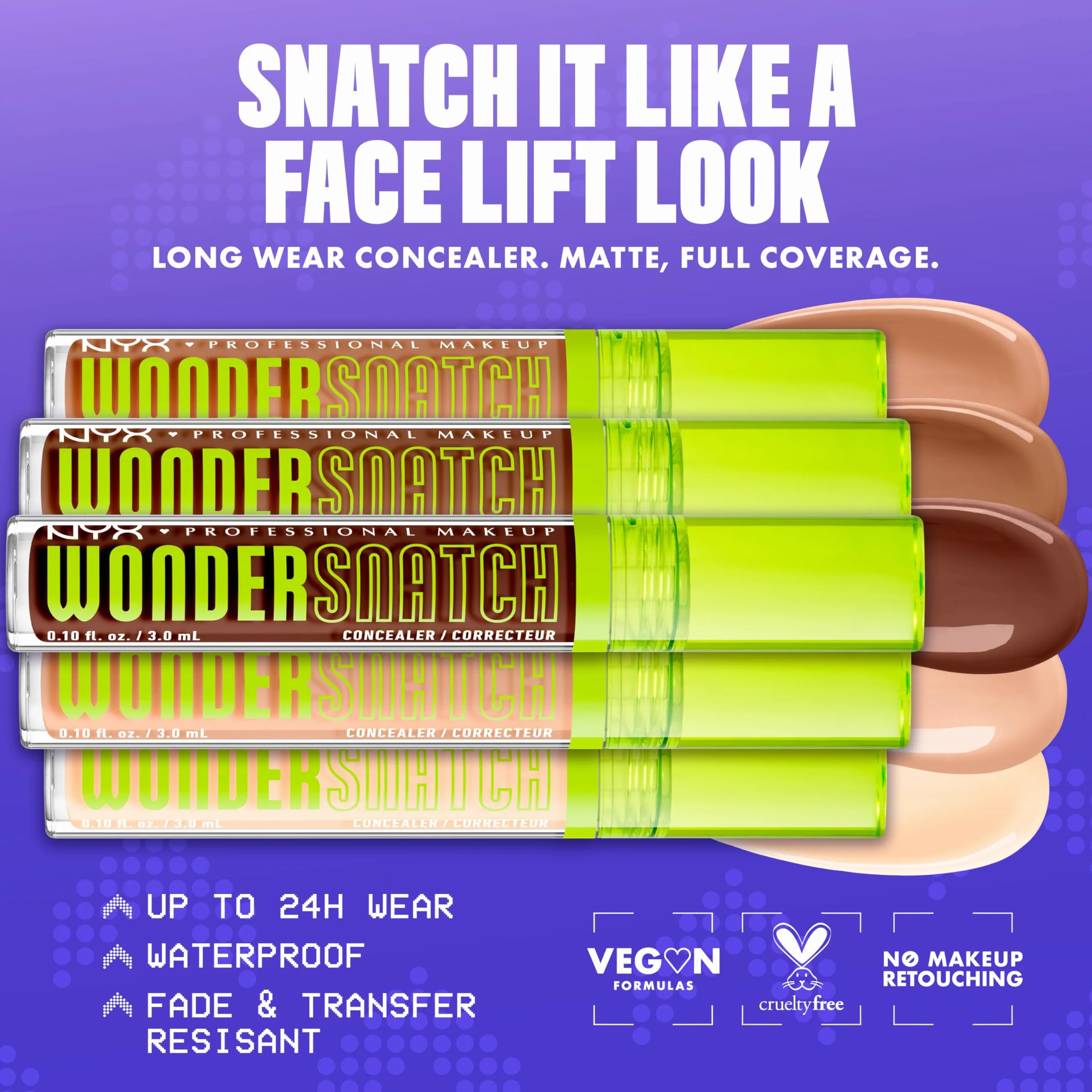 NYX Professional Makeup Wonder Snatch Concealer, Liquid Concealer, Up to 24h Hydration, Waterproof Wear, Neutral Beige, 3 ml