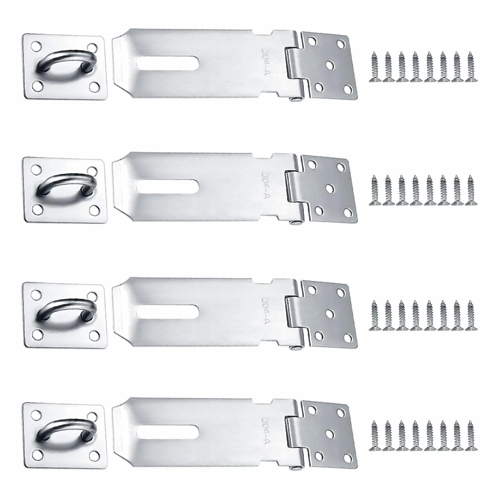 Chiavistello Porta in Acciaio Inossidabile 4 Pezzi Lucchetto Hasp per Camera da Letto Armadio