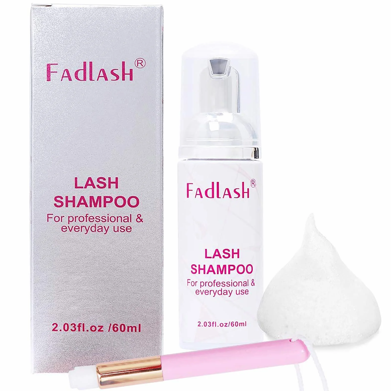 Detergente Ciglia 60ml Pulitore per Ciglia Shampoo per Ciglia Lavaggio Dai un Pennello Morbido Lash Shampoo