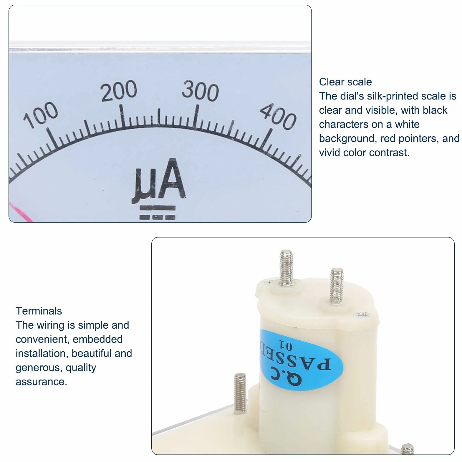 Amperometro Analogico 85C1-A DC 0-500UA Indicatore ABS Pannello Misuratore di Corrente Alta Precisione