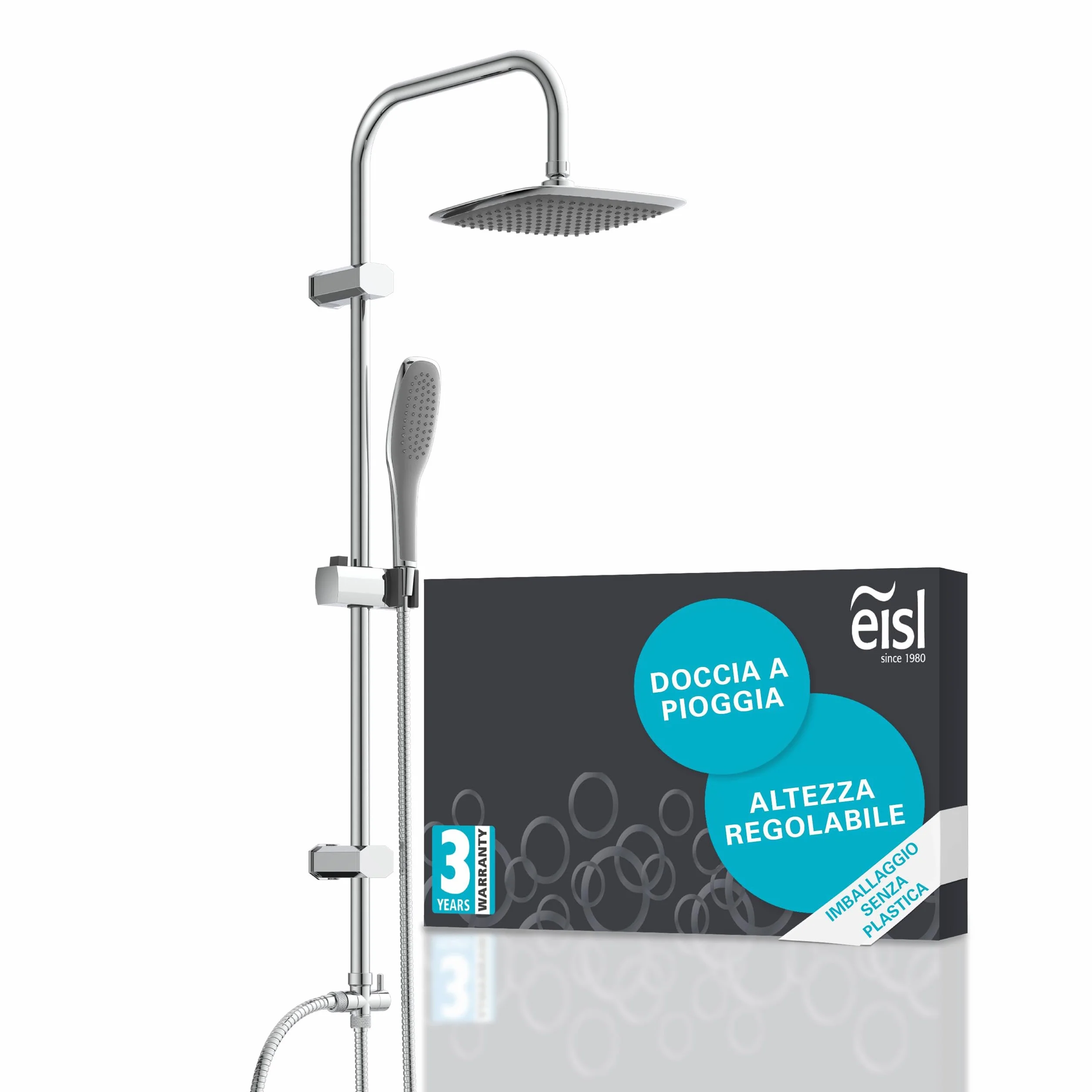 EISL EASY FRESH DX12006 Set doccia senza rubinetto colonna doccia pioggia grande doccetta cromato