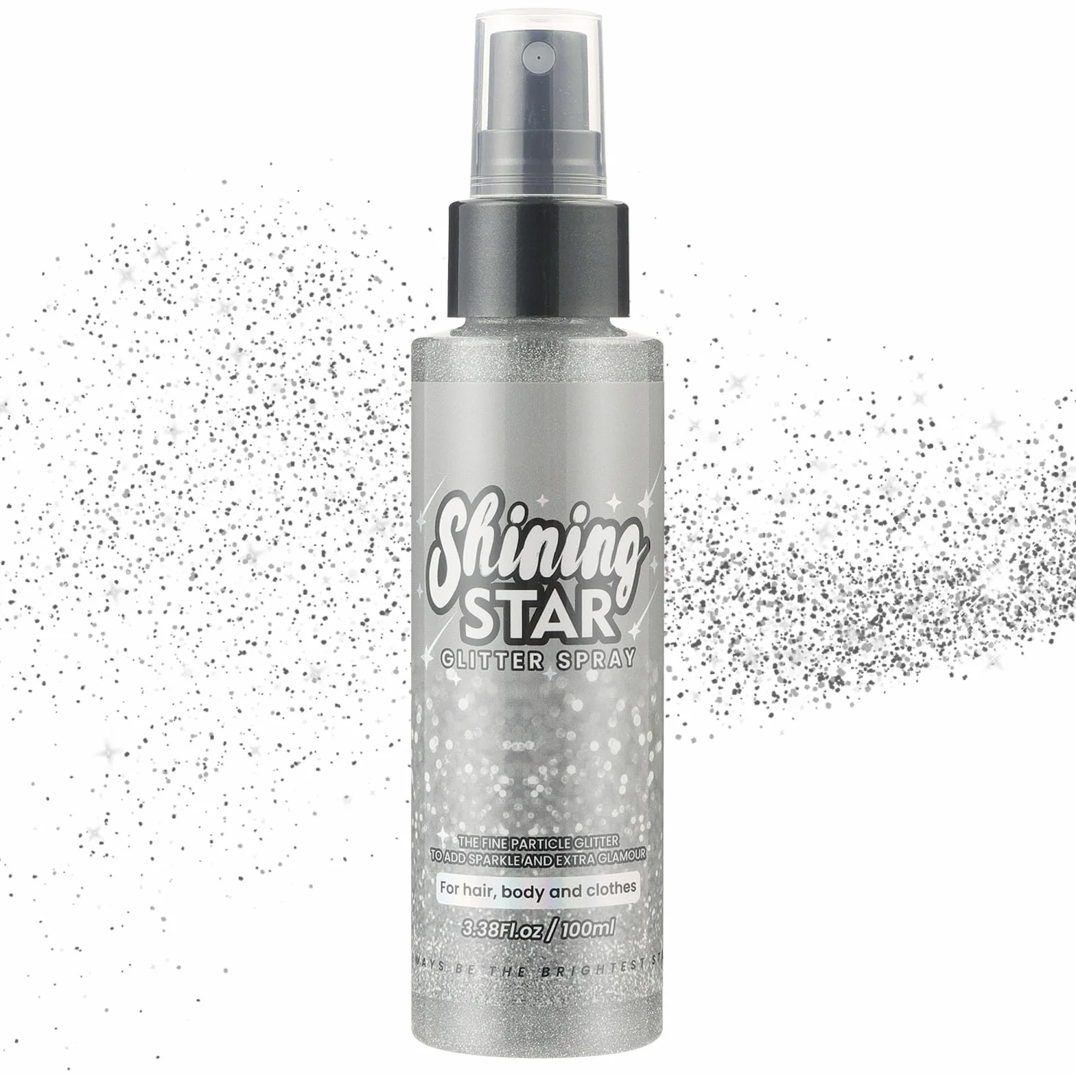 LOPHE Spray Brillantini Glitter, Glitterato Spray per Corpo Viso, Brillantini Corpo Vestiti per Capelli, Ultra Fine, Body Shimmer per Festival di Halloween, Club, Feste (100ml, Argento)