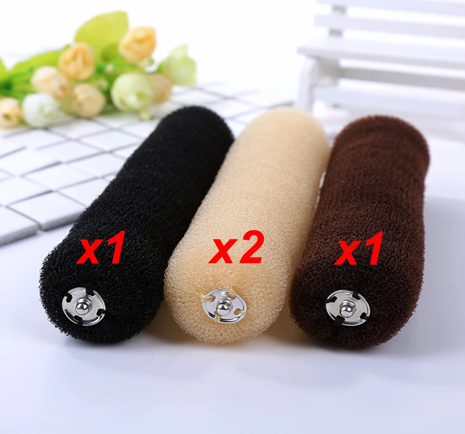 Srup 4 Pezzi Ciambelle per Capell, Beige Chignon a Ciambella, Acconciature Ciambella Chignon, Chignon a Ciambella, Creatore per Pane Ciambella, per bambini, ragazze, donne (Nero, marrone, beige)