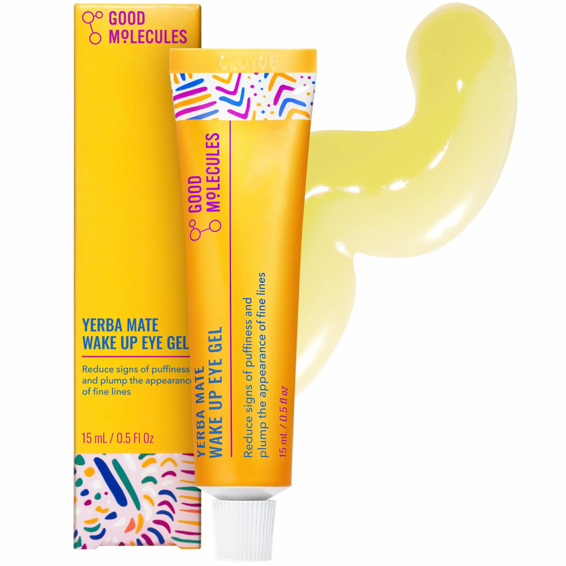 Good Molecules Yerba Mate Wake Up Gel per gli occhi, 15 ml, yerba mate e caffeina per ridurre al minimo gonfiore, occhi stanchi e gonfiore, acido ialuronico per idratare, rimpolpare e ammorbidire