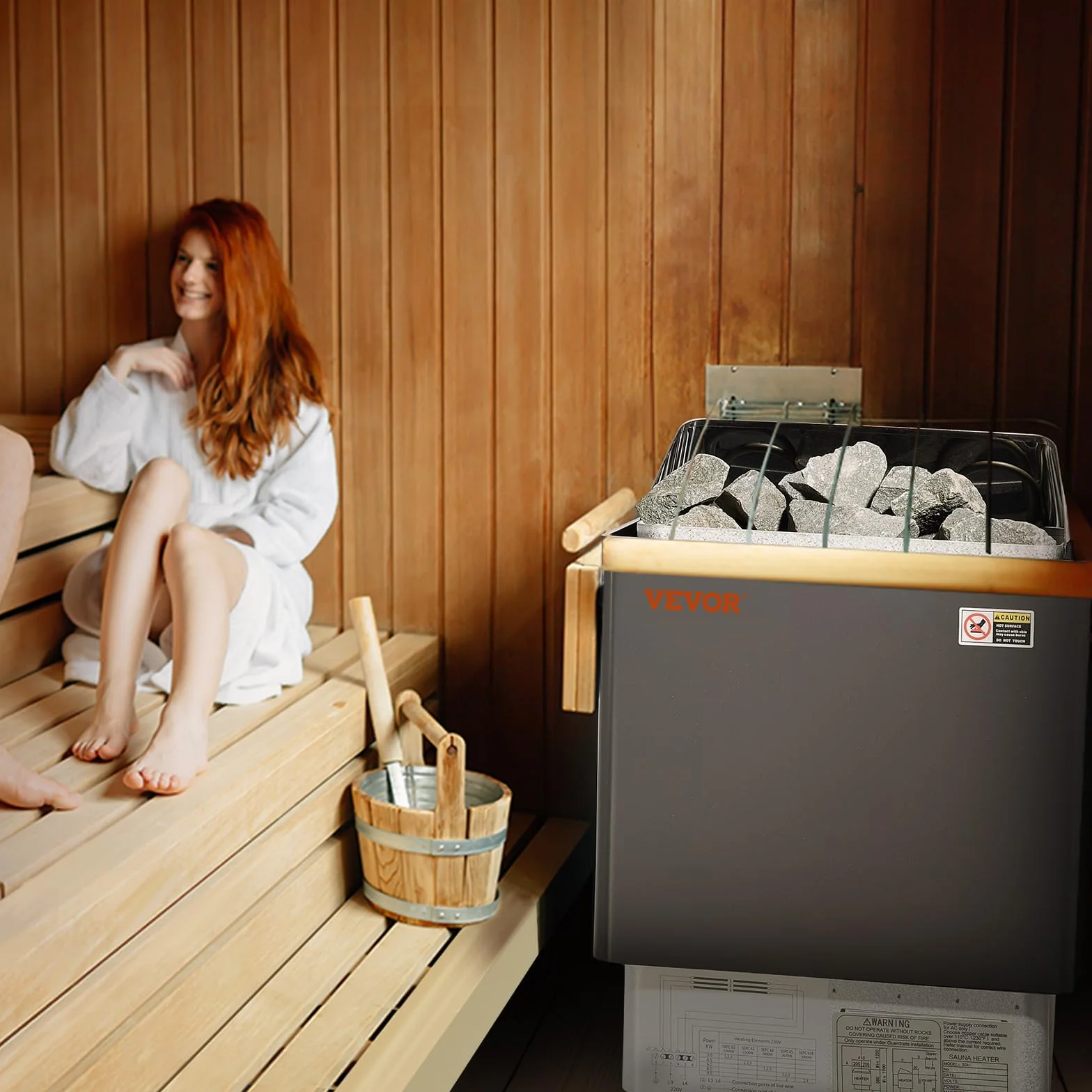 VEVOR Stufa Elettrica per Sauna 8 kW 400 V 3 N Riscaldatore Portatile con Timer 3 Ore e Regolatore Digitale 8-12 m³