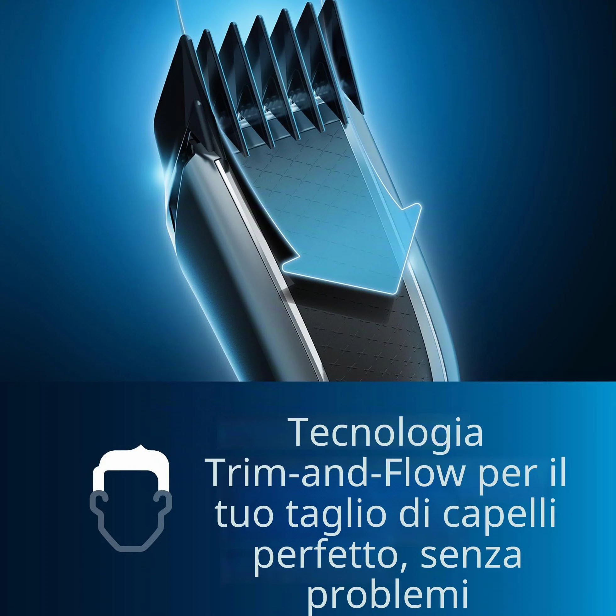 PHILIPS Hair Clipper Serie 7000 Regolacapelli Con Tecnologia Trim-N-Flow Pro, Modello Hc7650/15, Argento Nero
