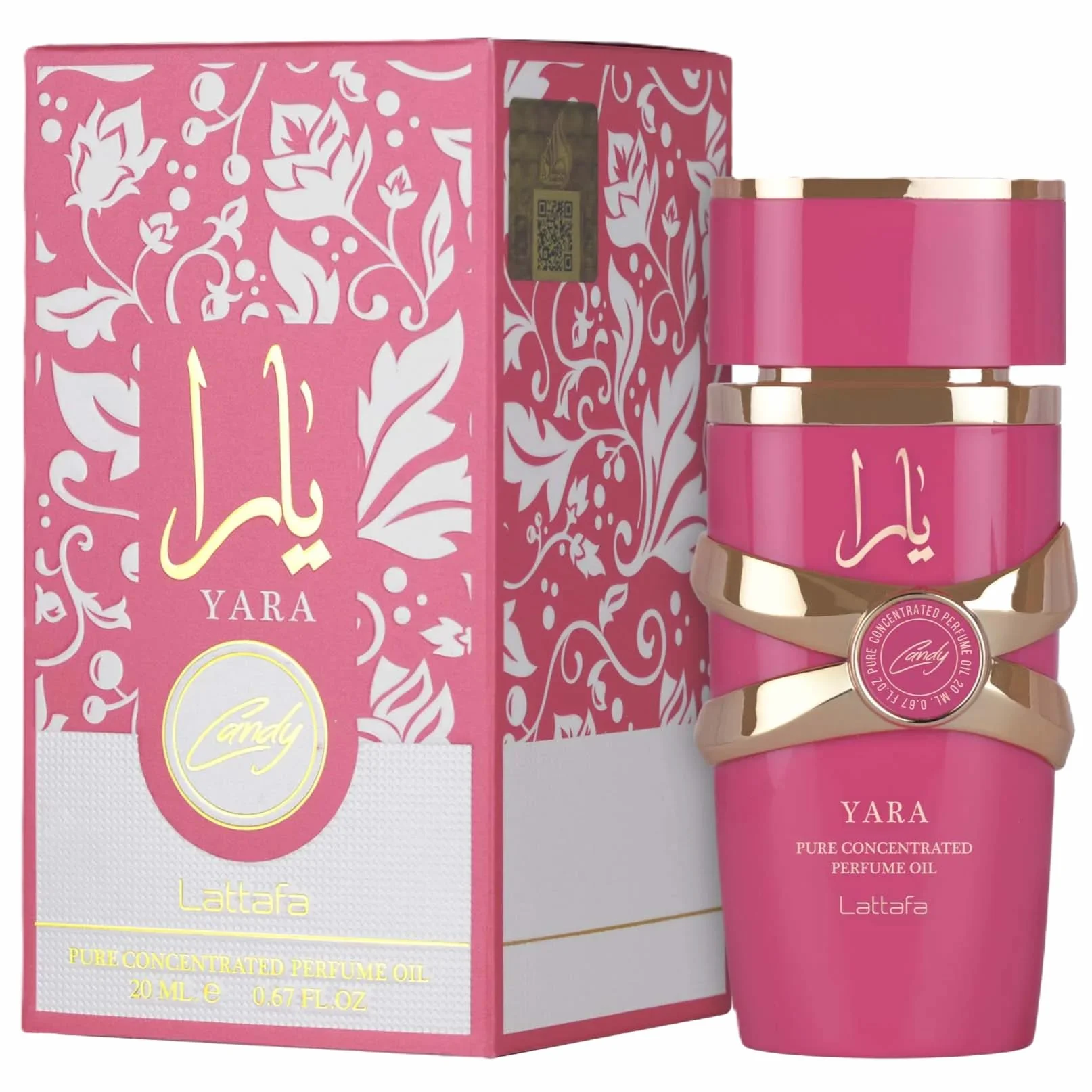 Lattafa Yara Candy – Olio profumato concentrato a lunga durata, fruttato, dolce, floreale, muschiato, da donna, 19,0 g/20 ml
