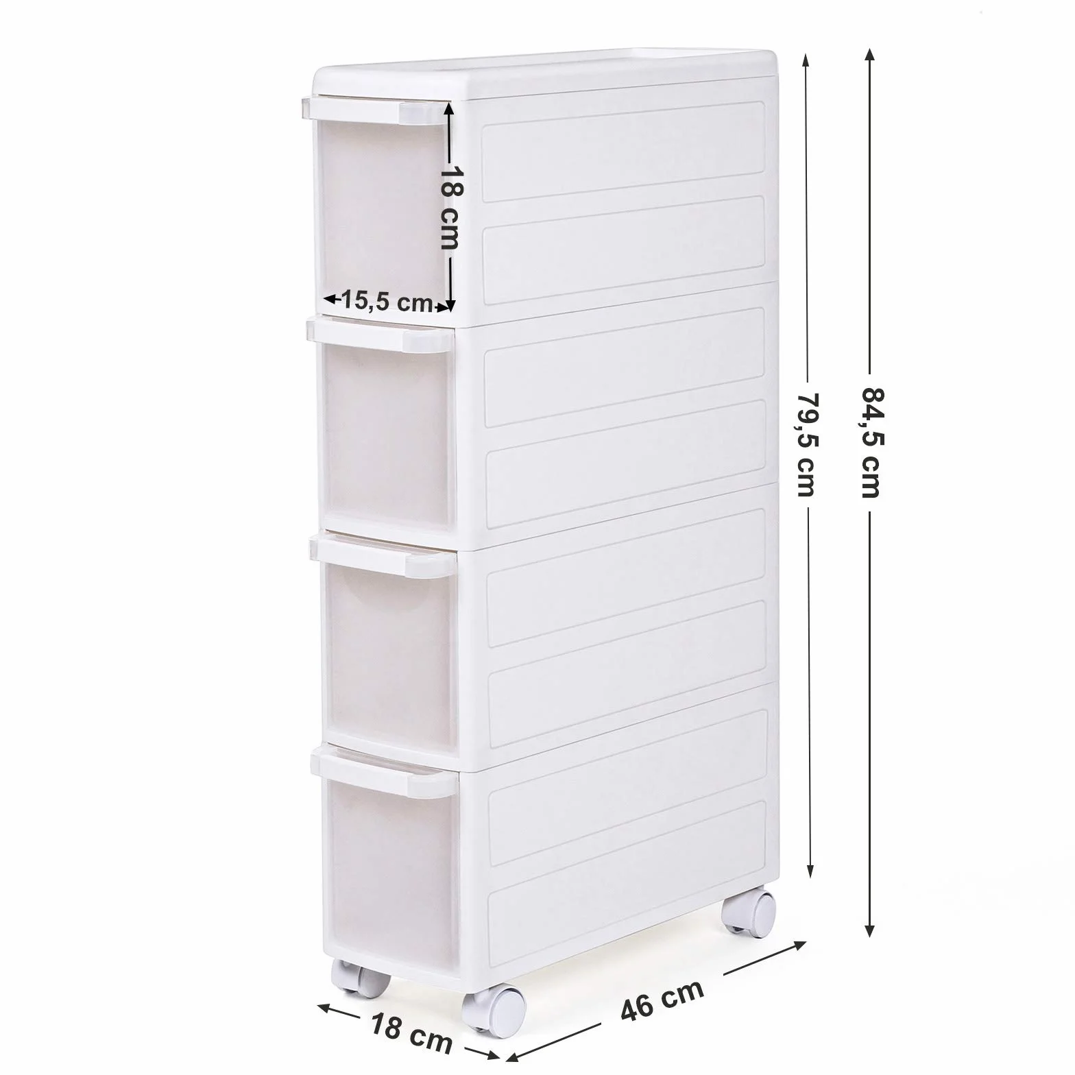 Songmics Carrello Da Bagno Mensola Scaffale Multiuso Bianco 18 x 84.5 x 46 cm